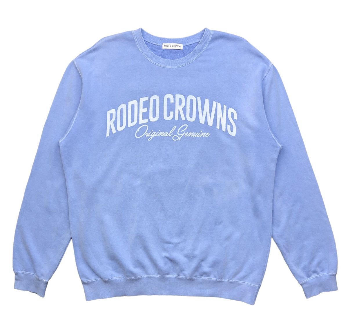 image of Rodeo Crown Spellout Crewneck Sweatshirt in Light Blue, Men's (Size XL)