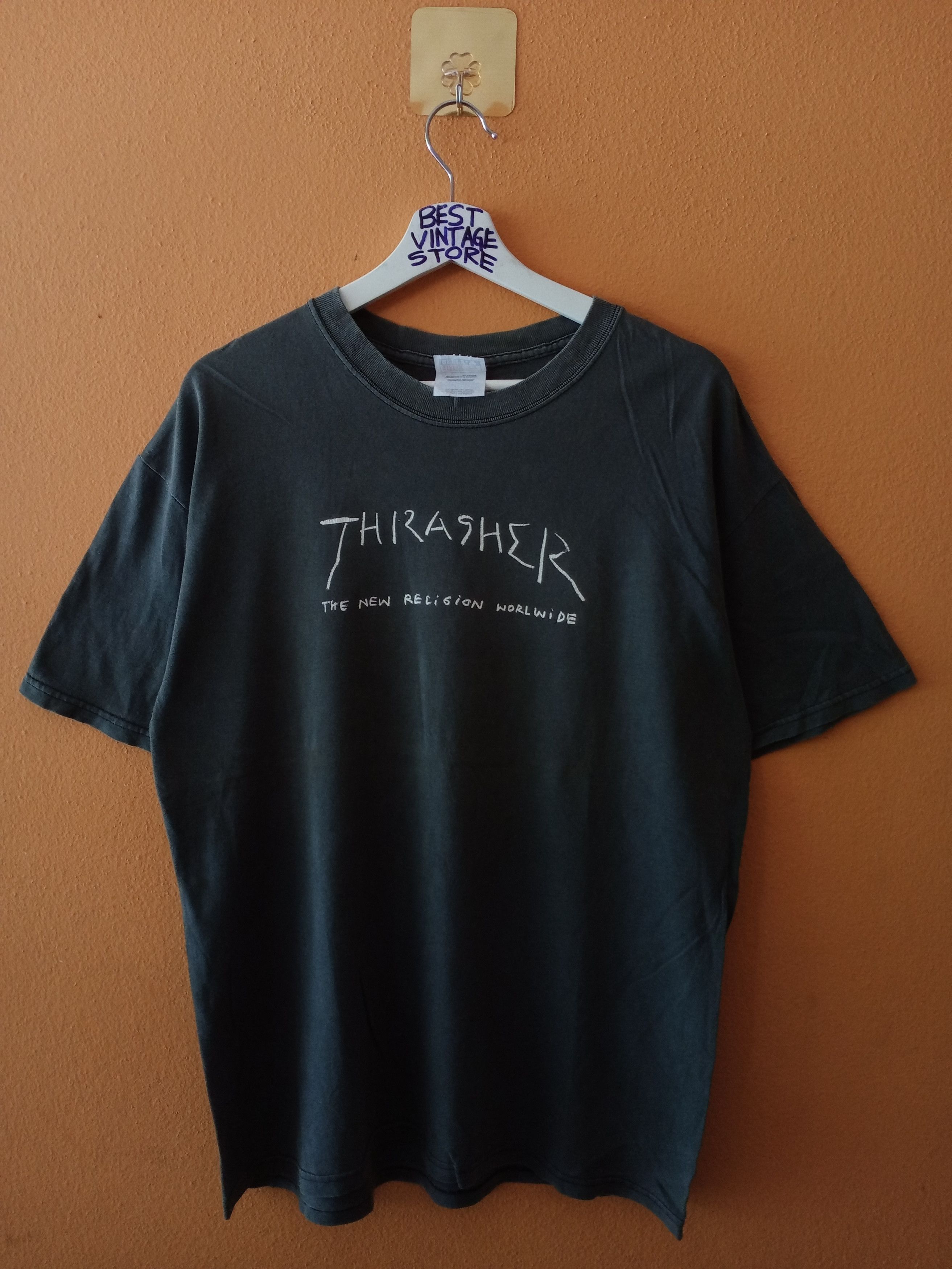 Thrasher Vintage 90s The New Religion Worldwide Tee Grailed