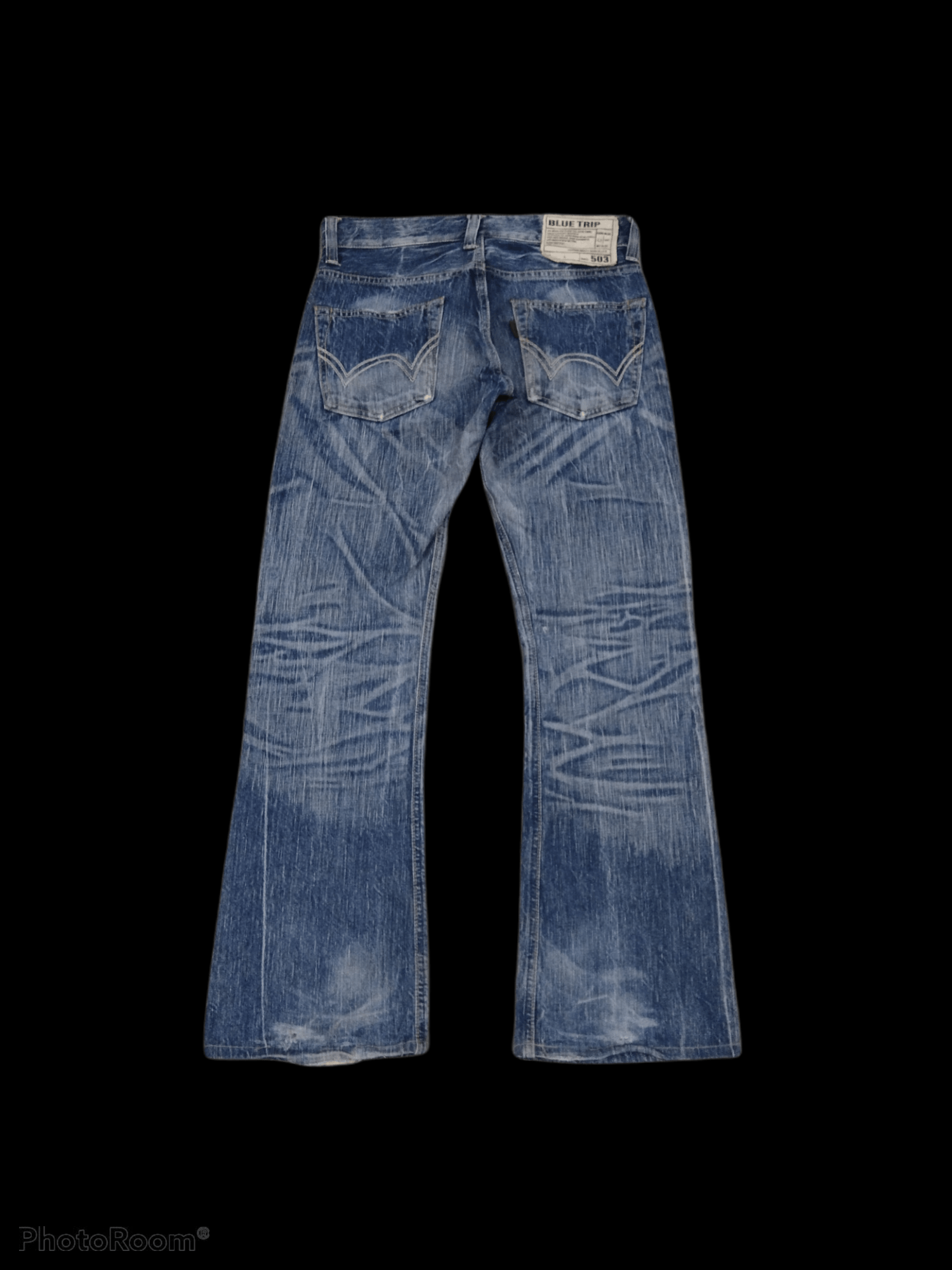 Japanese Brand SUPER SICK FLARE🔥MADE IN JAPAN WASHED BLUE DENIM PANTS Size US 30 / EU 46 - 2 Thumbnail