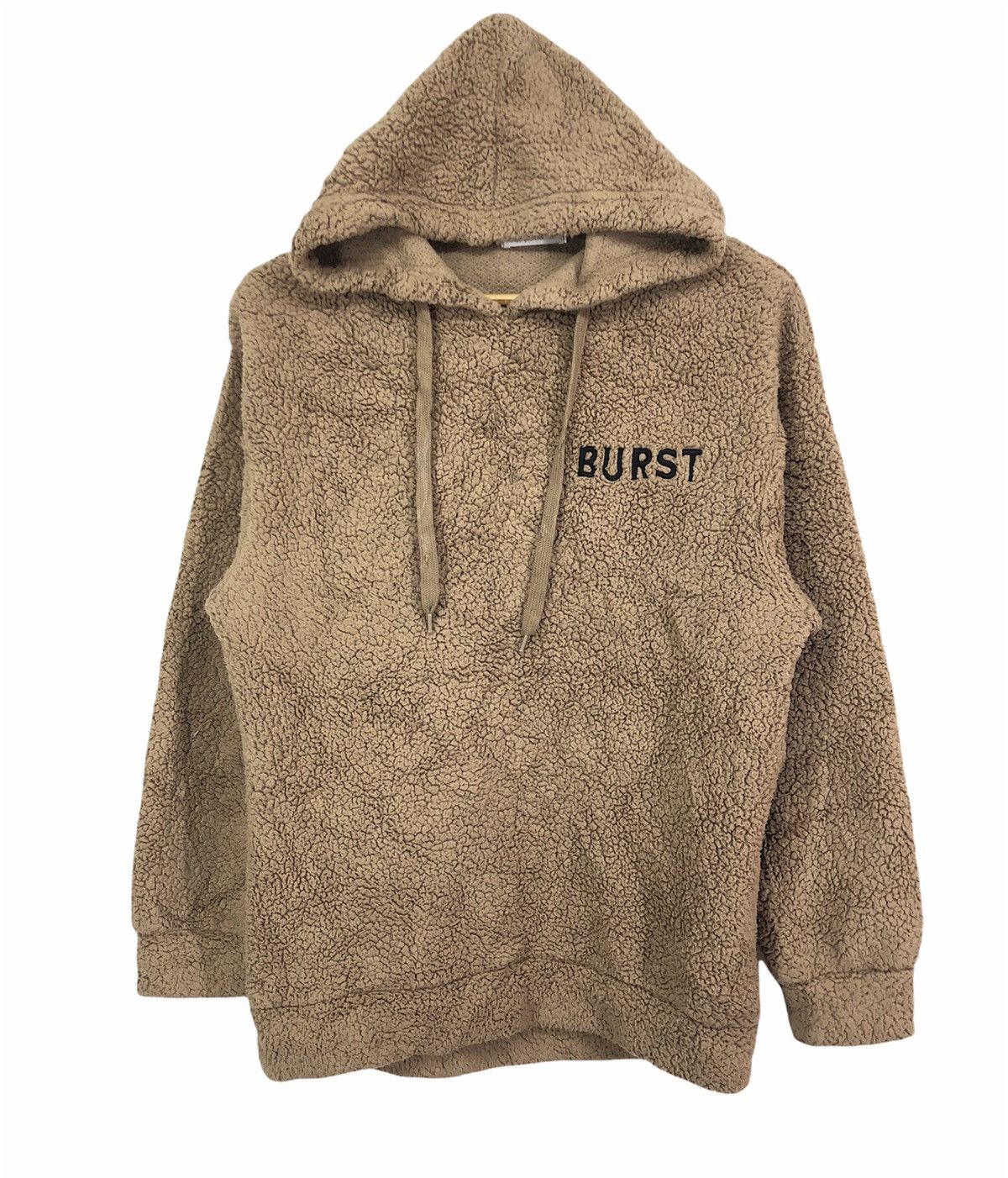 image of Archival Clothing Leahmatin Burst Embroidery Spellout Fleece Hoodie in Brown, Men's (Size Medium)