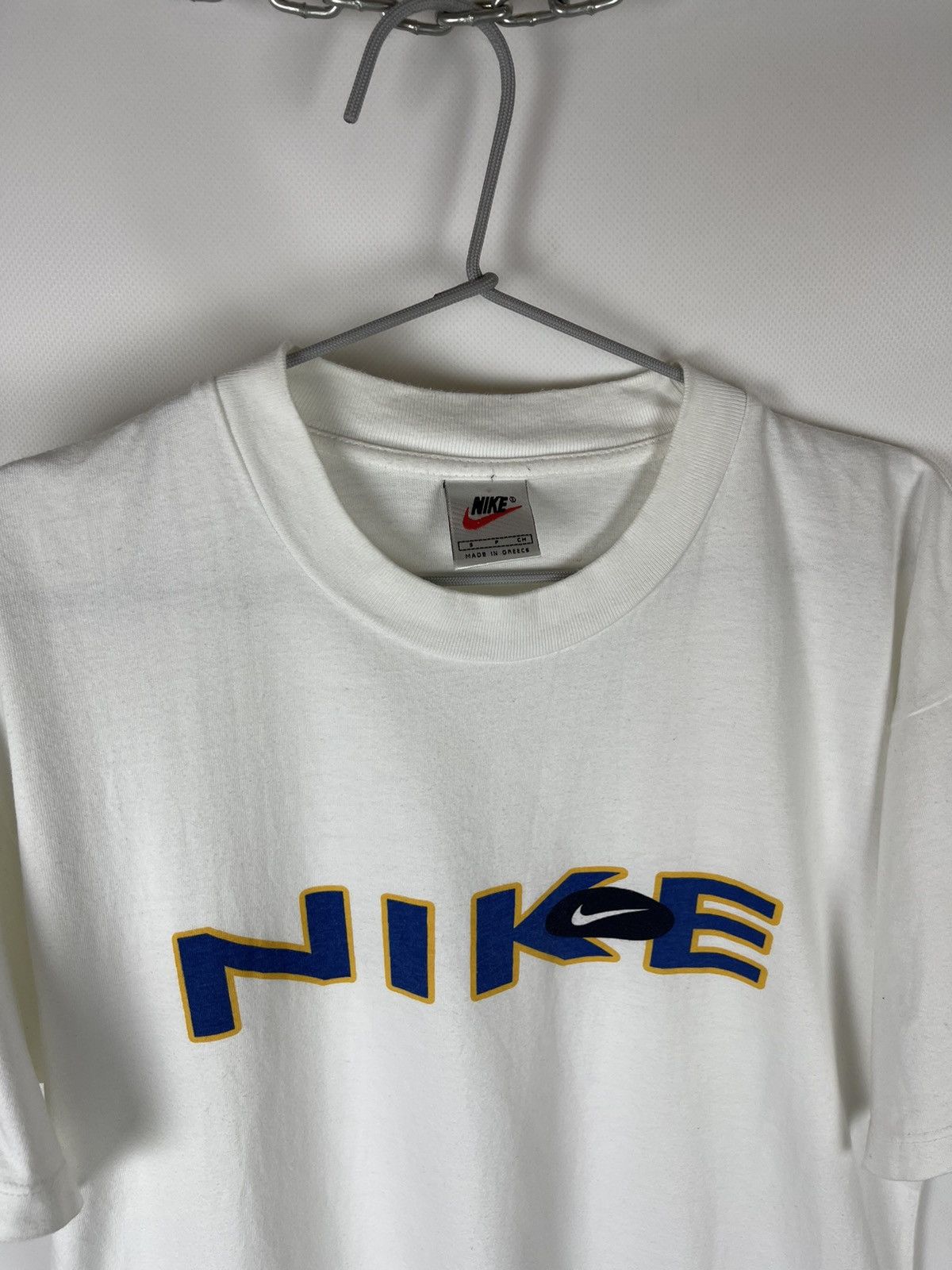 Nike × Vintage Nike Vintage 90s big logo swoosh white tee shirt Size US S / EU 44-46 / 1 - 6 Thumbnail