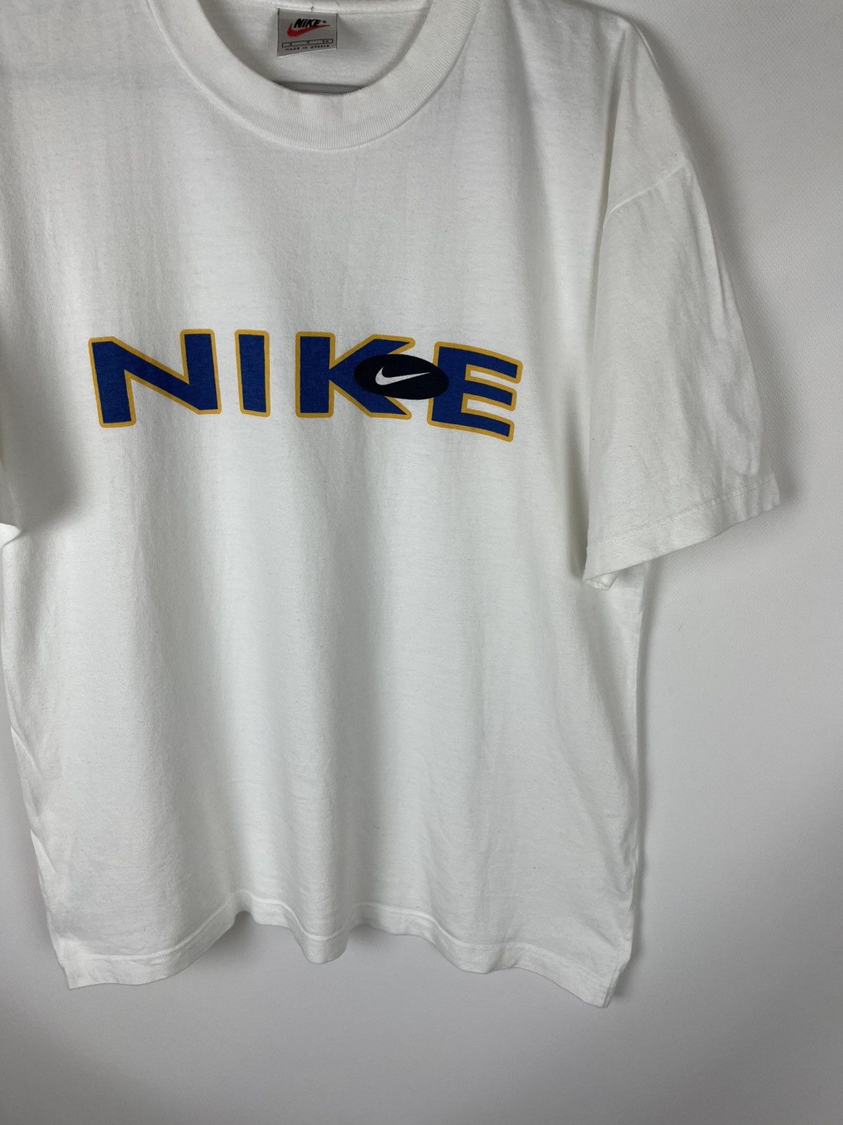 Nike × Vintage Nike Vintage 90s big logo swoosh white tee shirt Size US S / EU 44-46 / 1 - 5 Thumbnail