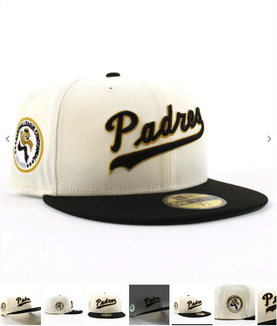 MLB × New Era 7 1/8 White Black Script San Diego Padres Two 2 Tone Chrome Size ONE SIZE - 8 Thumbnail