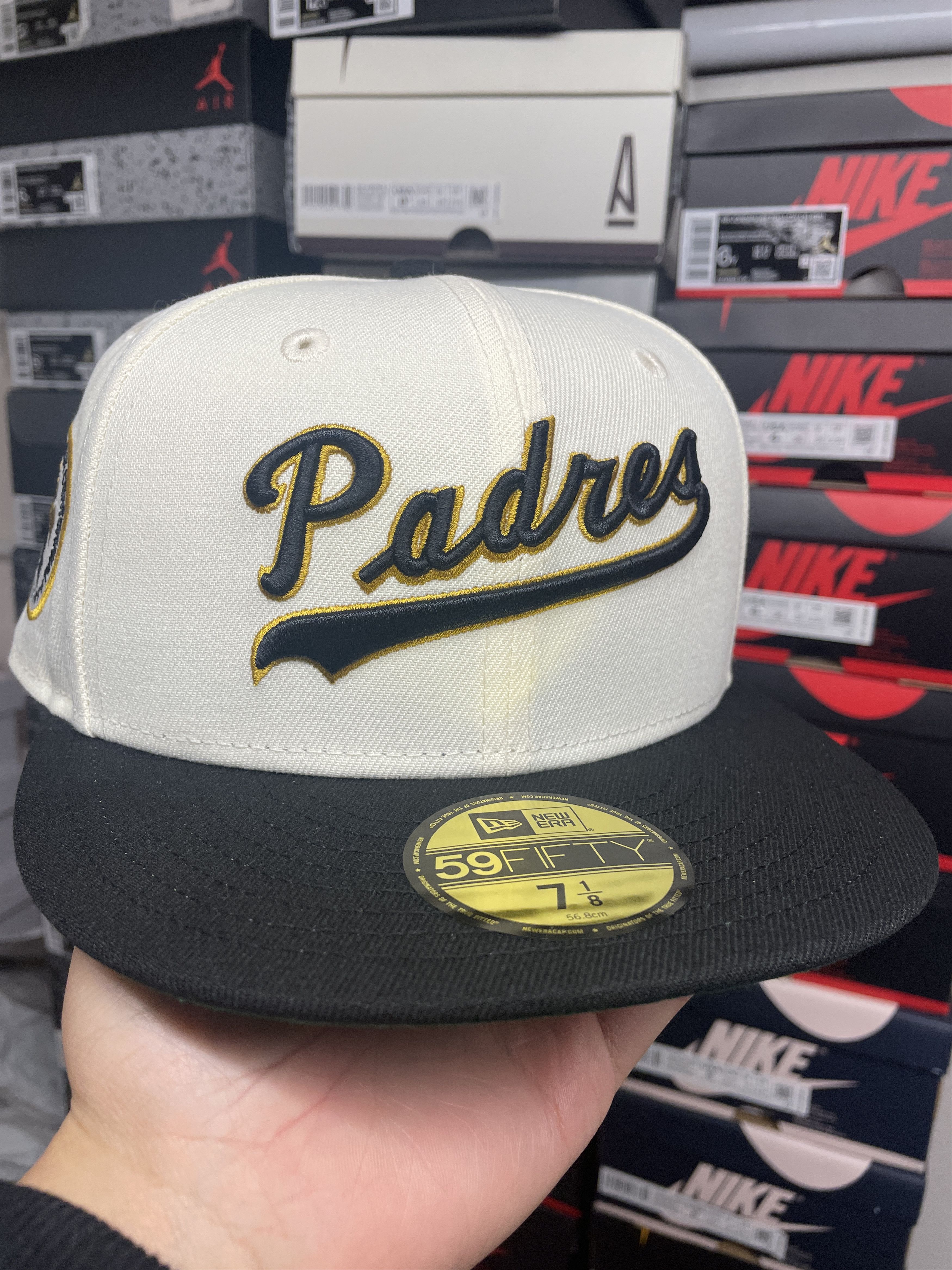 7 1/8 White Black Script San Diego Padres Two 2 Tone Chrome