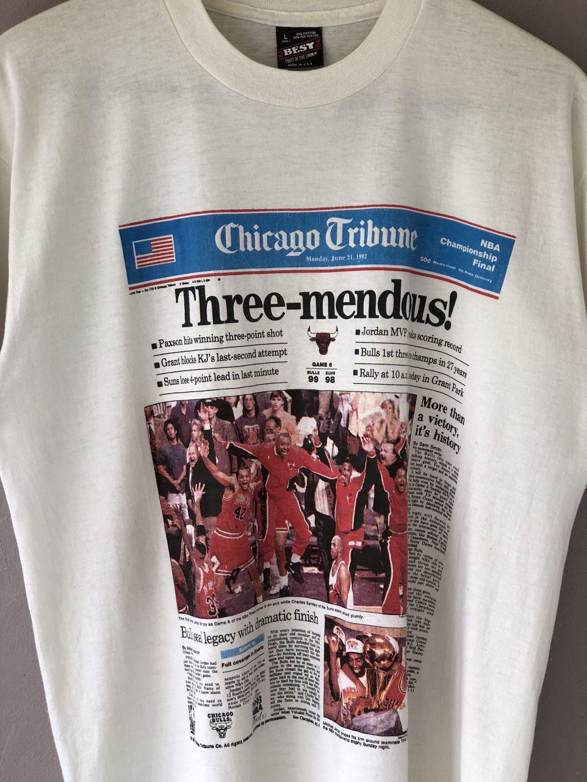 NBA Vintage 1993 Chicago Bulls T-shirt Size US M / EU 48-50 / 2 - 2 Thumbnail