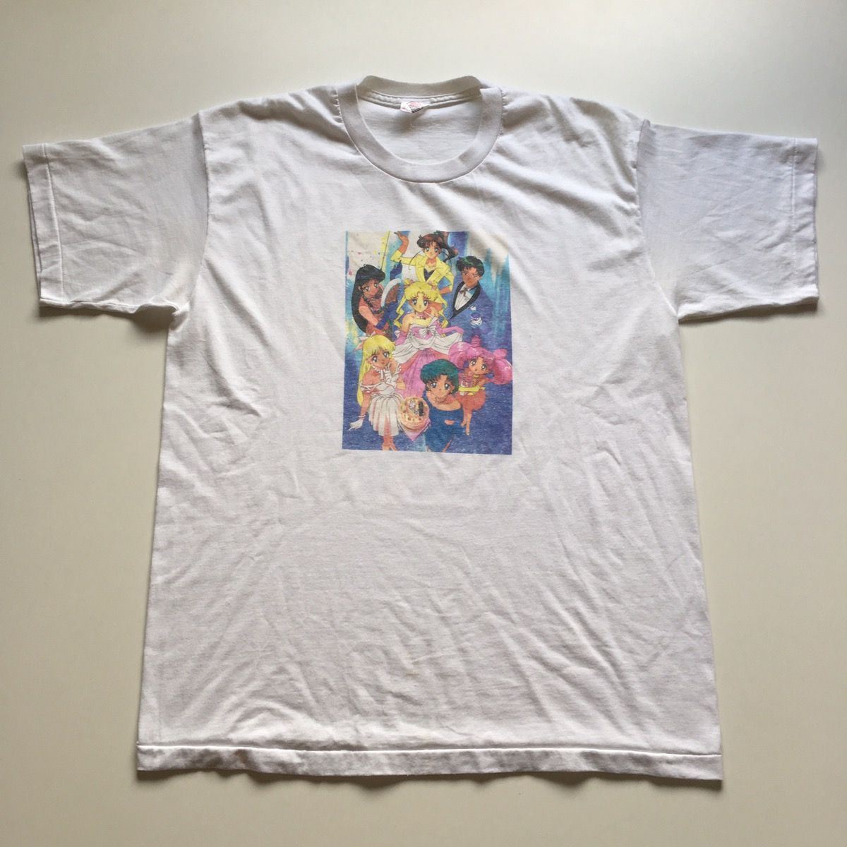 Pre-owned Vintage 90's Sailor Moon Anime Cartoon Graphic T-shirt In White