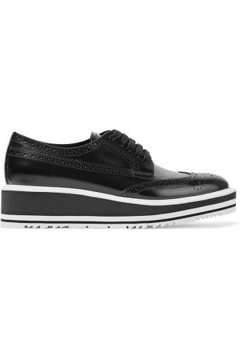 Prada PRADA LEATHER BROGUE PLATFORM CREEPER SHOES SIZE 36.5 Size US 6.5 / IT 36.5 - 1 Thumbnail