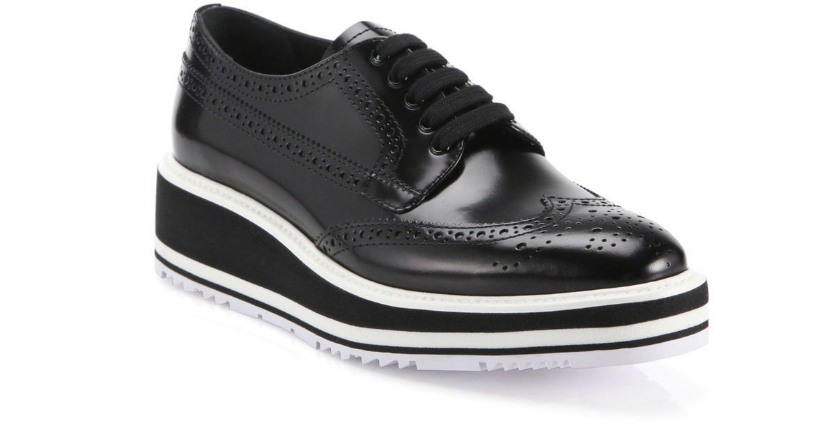 Prada PRADA LEATHER BROGUE PLATFORM CREEPER SHOES SIZE 36.5 Size US 6.5 / IT 36.5 - 2 Thumbnail