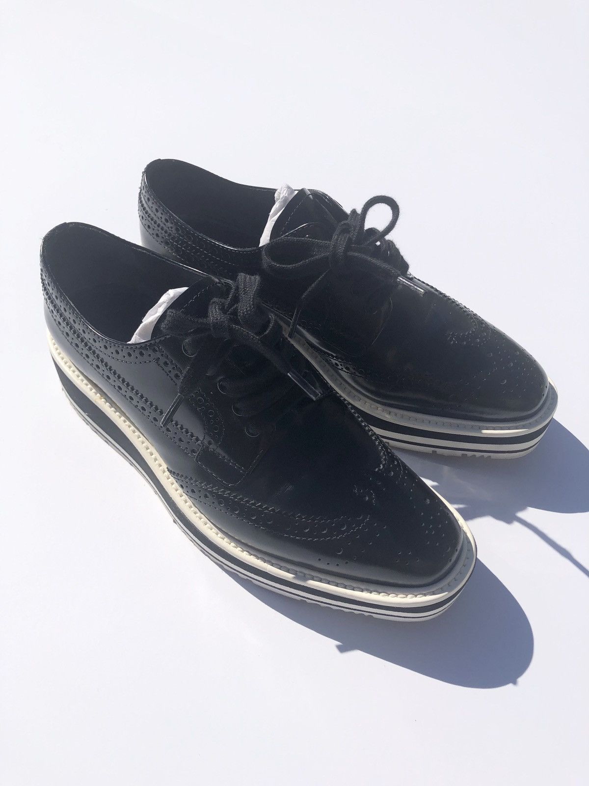 Prada PRADA LEATHER BROGUE PLATFORM CREEPER SHOES SIZE 36.5 Size US 6.5 / IT 36.5 - 3 Thumbnail