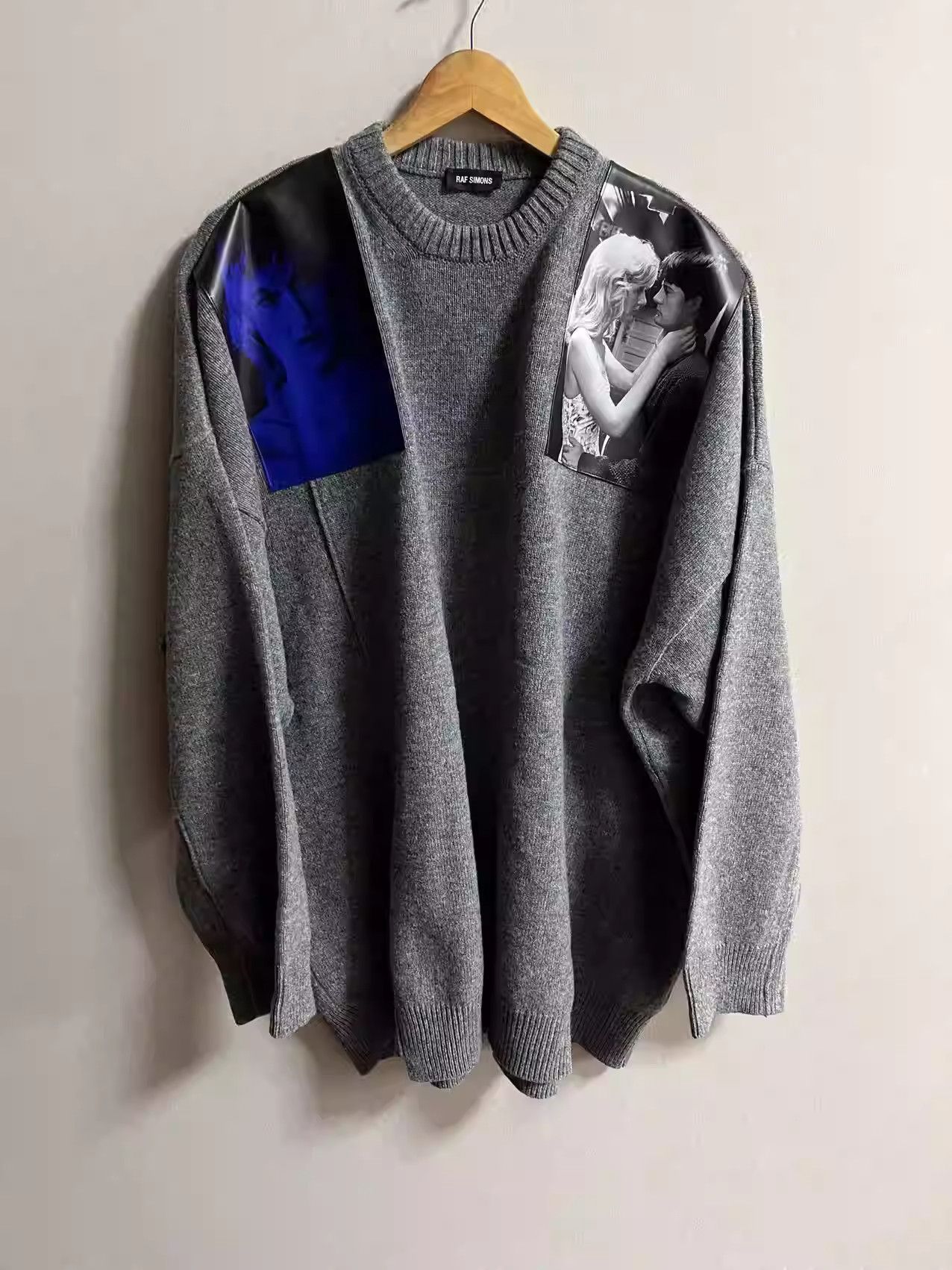 Raf Simons RAF SIMONS 19ss blue velvet applique sweater | Grailed