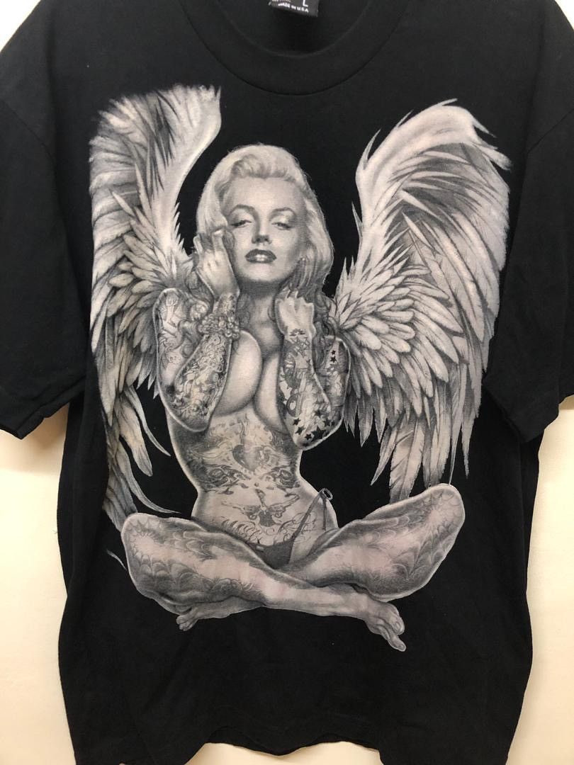 Band Tees × Marilyn Manson × Vintage Vintage Marilyn Manson Angel forever young Over Print Rare Size US XL / EU 56 / 4 - 4 Thumbnail