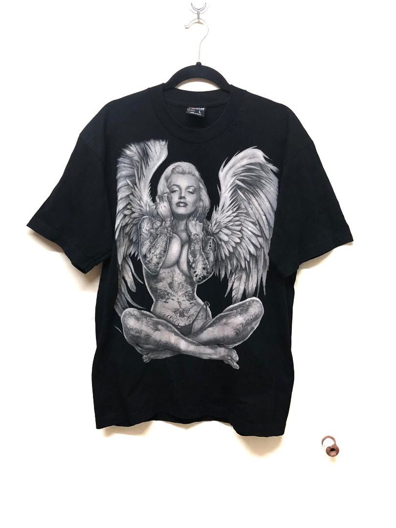 Band Tees × Marilyn Manson × Vintage Vintage Marilyn Manson Angel forever young Over Print Rare Size US XL / EU 56 / 4 - 1 Thumbnail