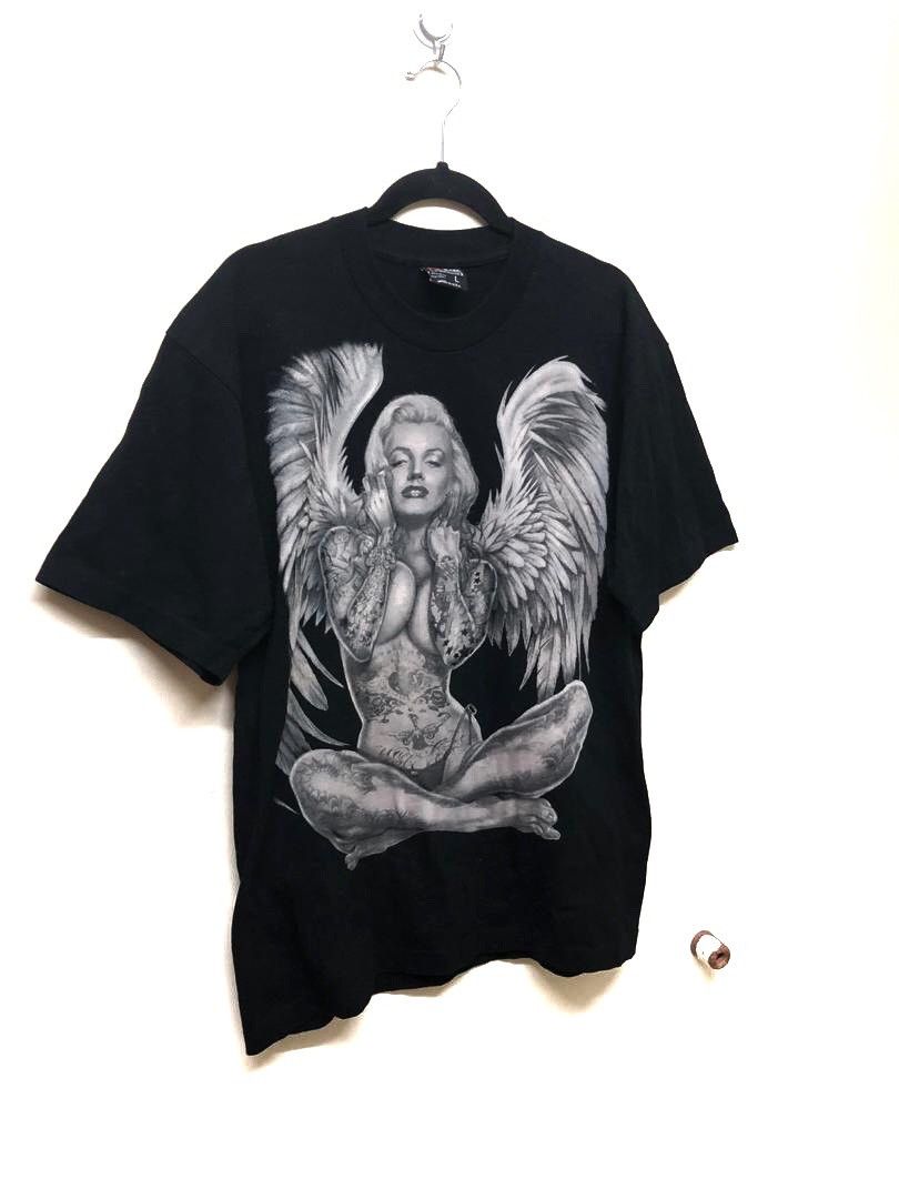 Band Tees × Marilyn Manson × Vintage Vintage Marilyn Manson Angel forever young Over Print Rare Size US XL / EU 56 / 4 - 3 Thumbnail