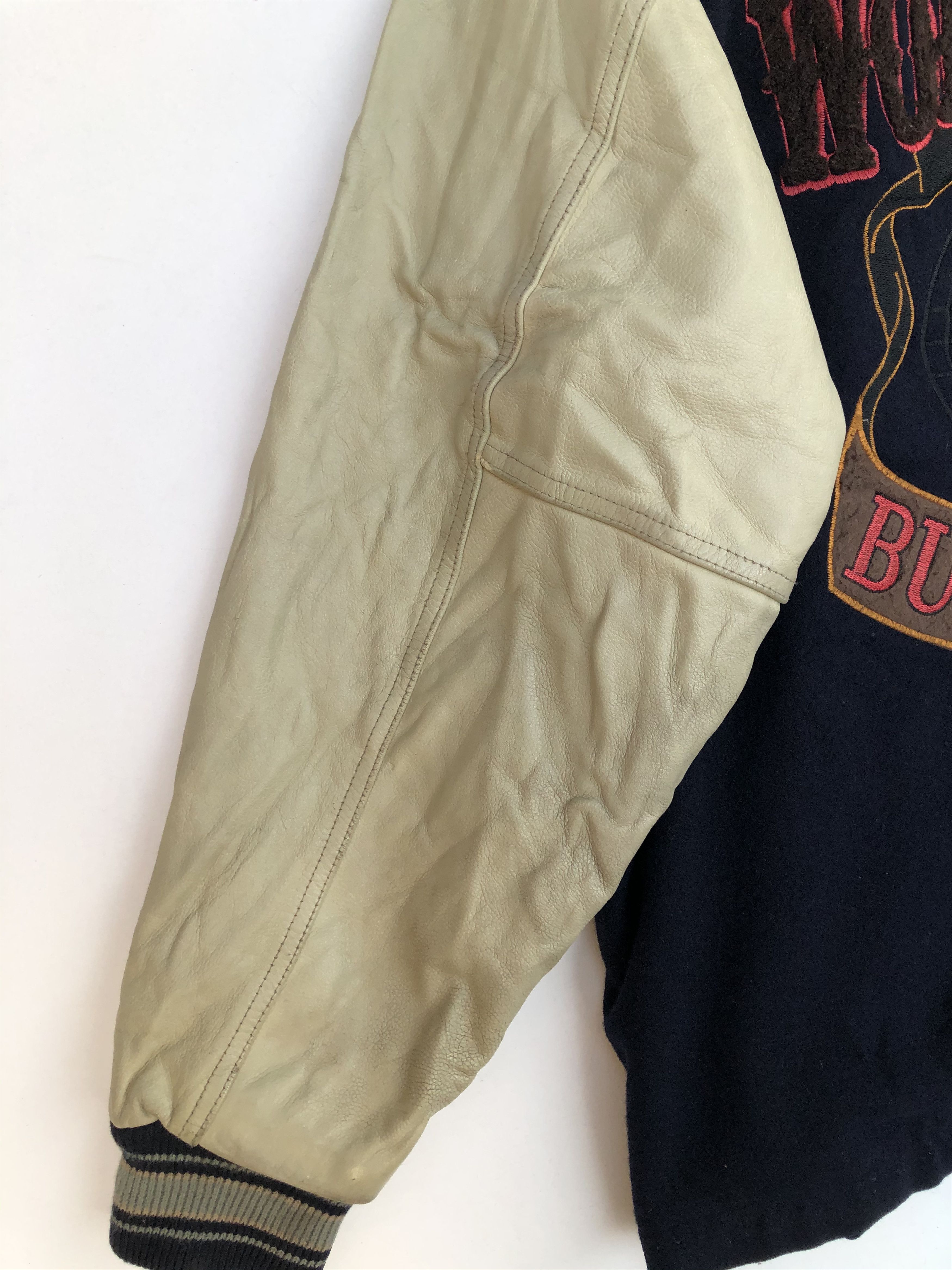 Japanese Brand VINTAGE 90’S BURGH SCOTT WORLD SERIES WOOL/LEATHER VARSITY Size US XL / EU 56 / 4 - 13 Thumbnail
