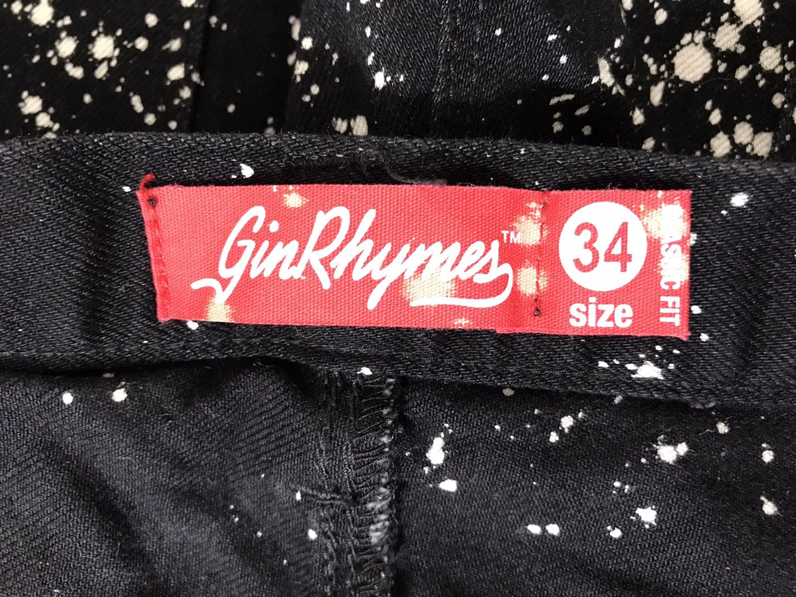 Japanese Brand GINRHYMES Paint Splash Destroyed Black Skinny Denim Jeans Size US 33 - 19 Thumbnail