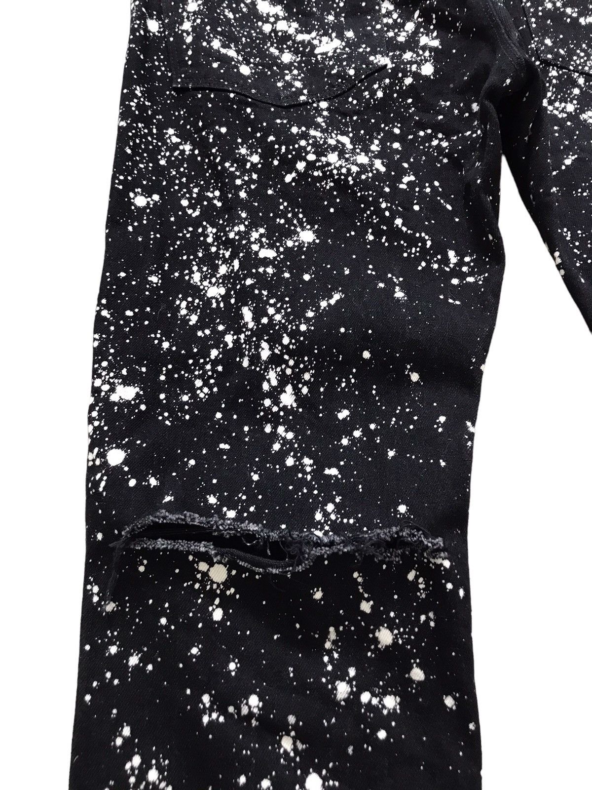 Japanese Brand GINRHYMES Paint Splash Destroyed Black Skinny Denim Jeans Size US 33 - 15 Thumbnail