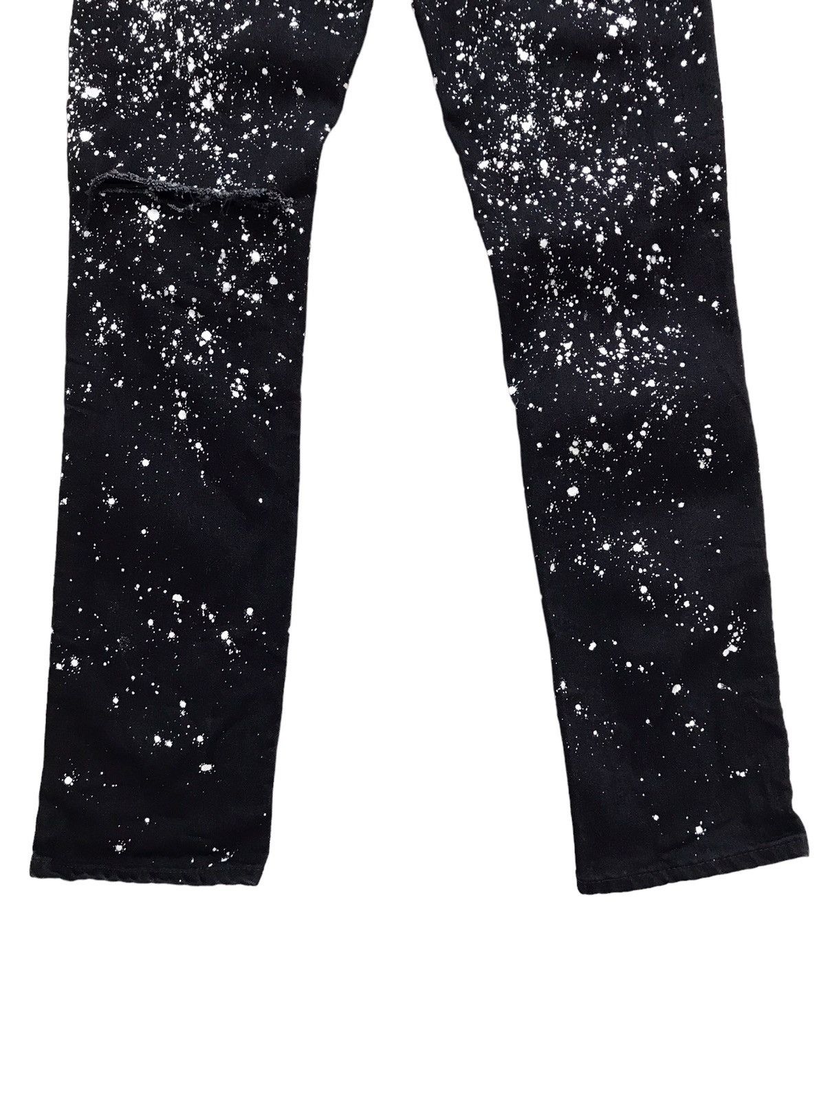 Japanese Brand GINRHYMES Paint Splash Destroyed Black Skinny Denim Jeans Size US 33 - 11 Thumbnail