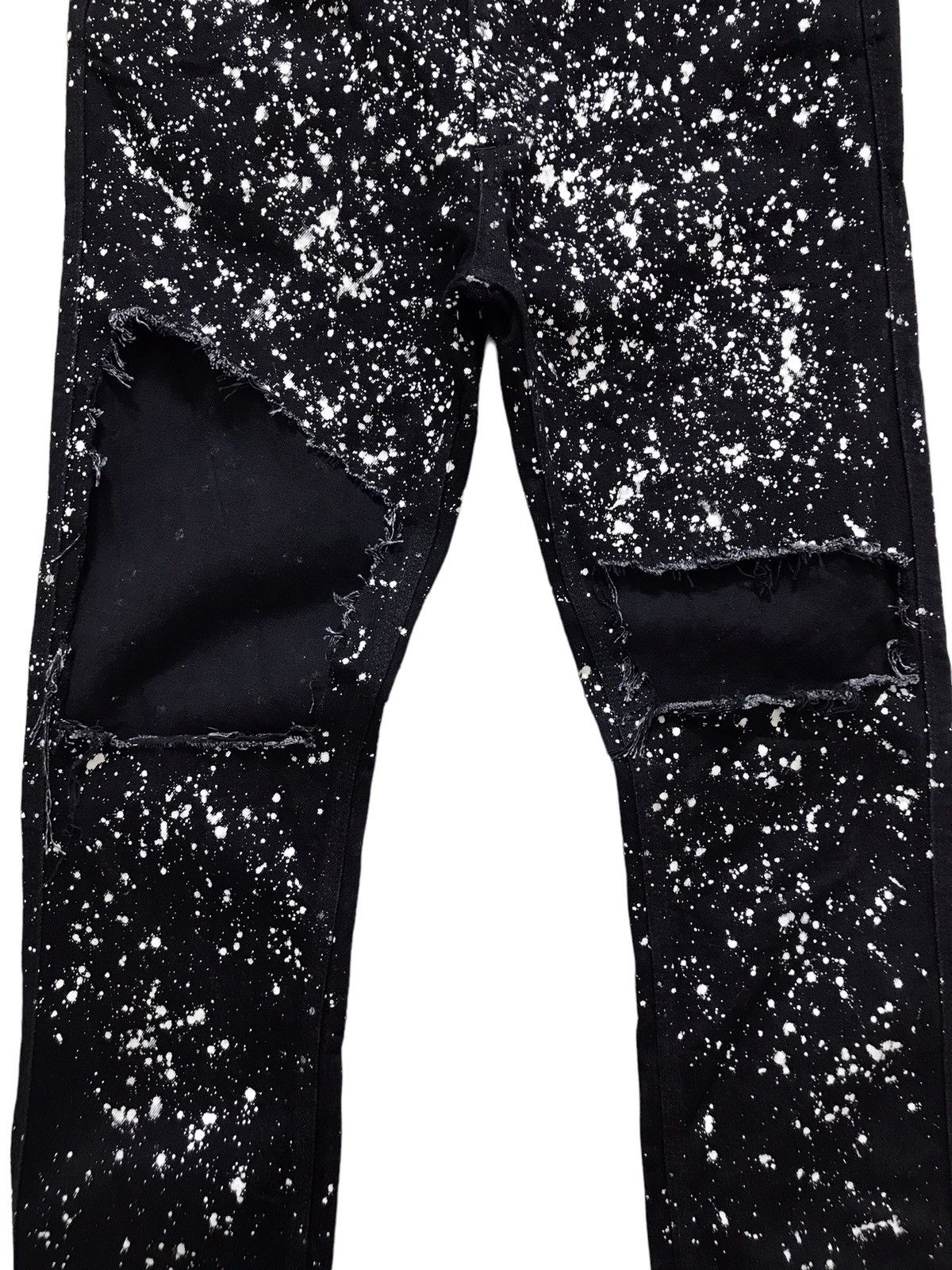 Japanese Brand GINRHYMES Paint Splash Destroyed Black Skinny Denim Jeans Size US 33 - 3 Thumbnail