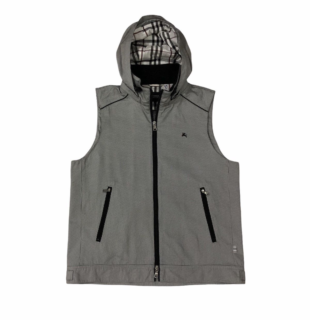 Burberry Houndstooth Vest Jacket With Hoodie