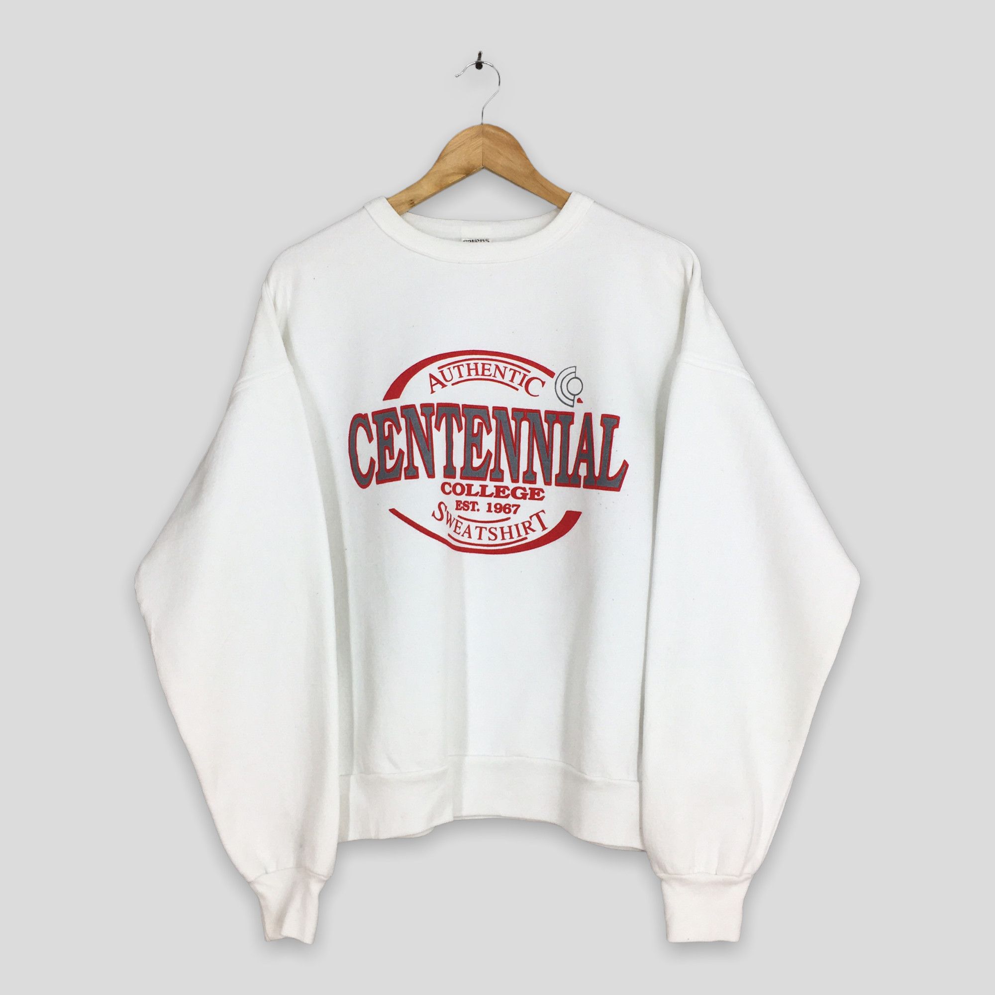 Athletic Ncaa Vintage 90s Centennial College Toronto White Sweatshirts Large Grailed