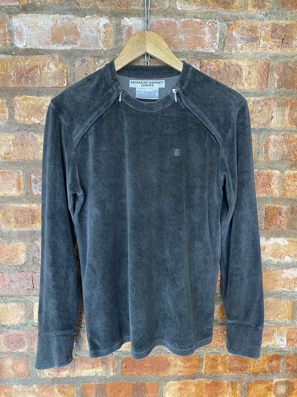 Katharine Hamnett London Vtg Dual Zipper velvet sweater Size US M / EU 48-50 / 2 - 3 Thumbnail