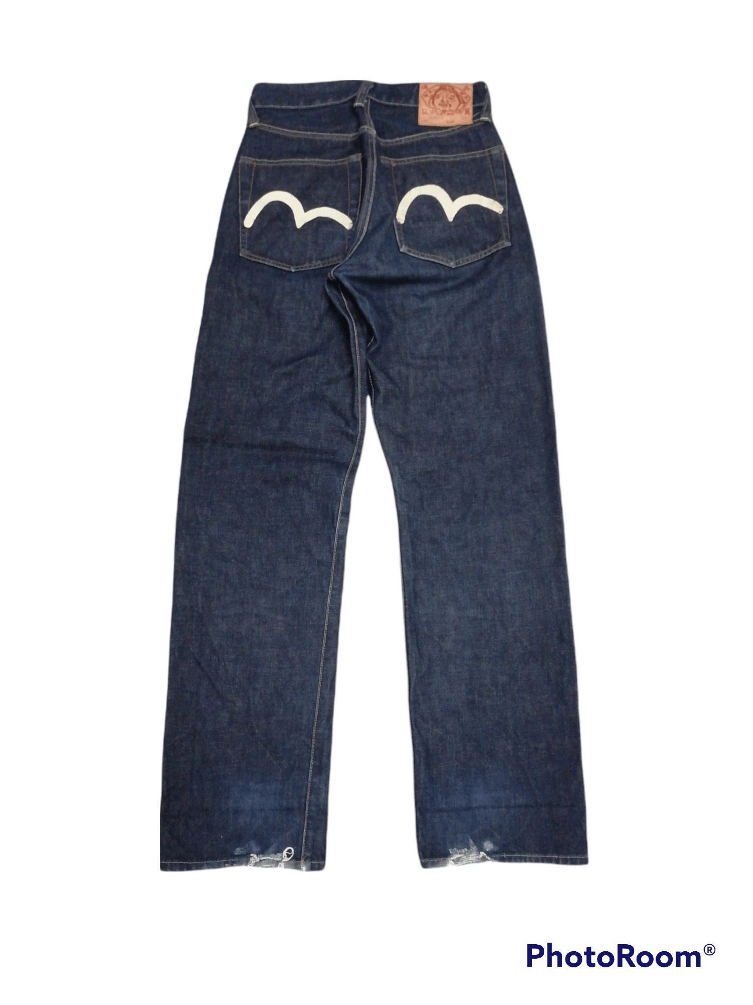 image of Avant Garde x Distressed Denim Evisu Daicock Selvedge Denim Pants in Blue Denim, Men's (Size 26)