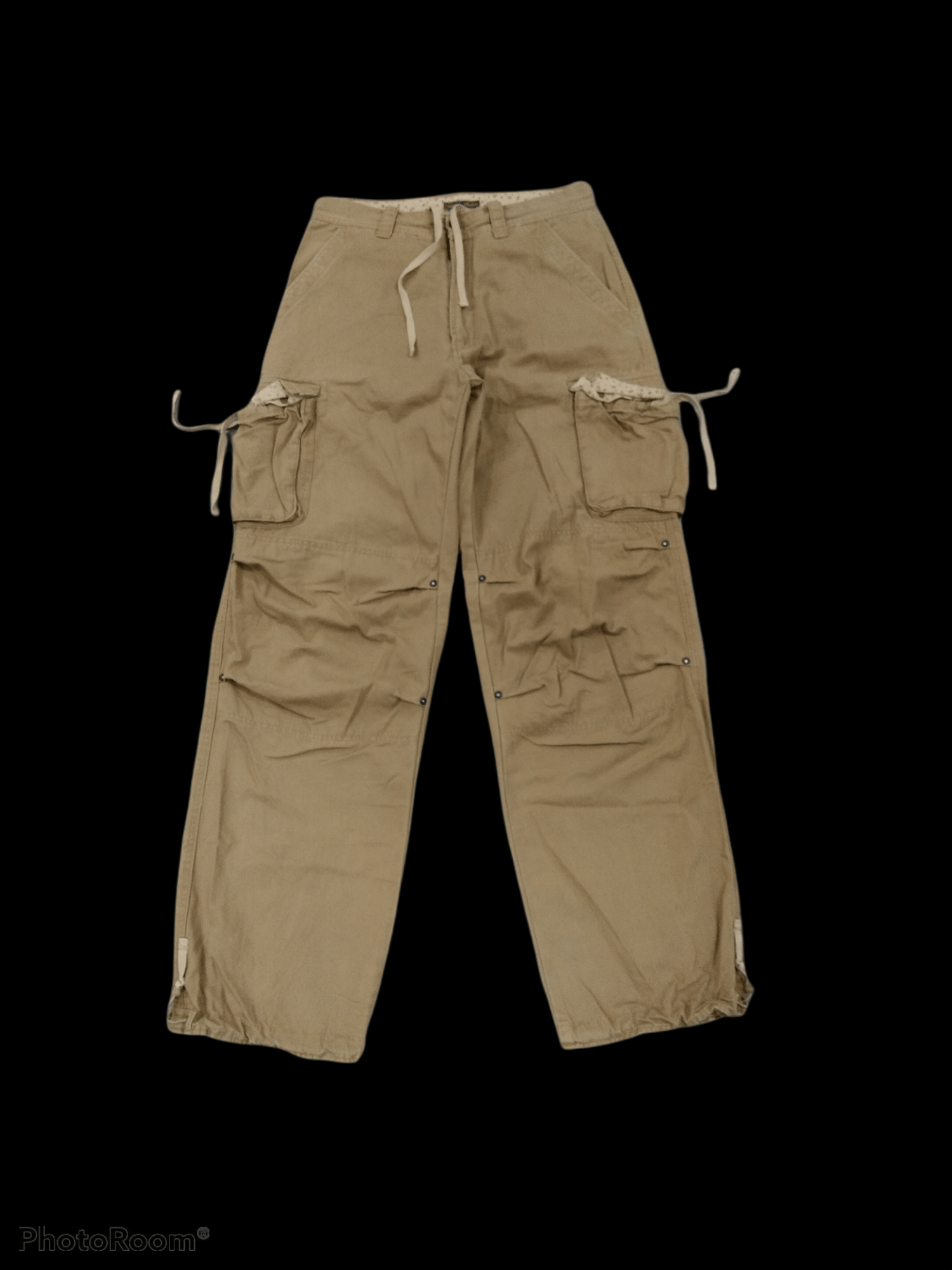 image of Avant Garde Japanese Sunny Clouds Cargo Baggy Ballon Parachute Pants in Khaki, Men's (Size 30)