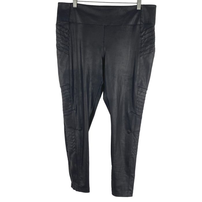 Athleta Athleta Delancey Gleam Moto Tight Leggings XL Black Leg Zip