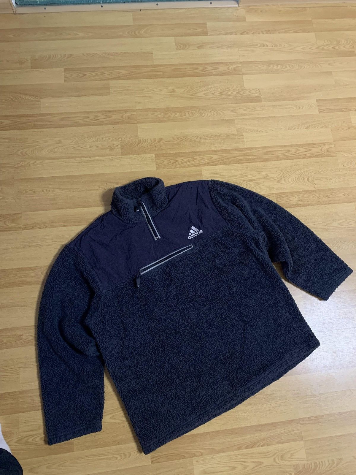 Adidas × Vintage Sweatshirt sherpa vintage beige Adidas 90s half zip Size US XL / EU 56 / 4 - 4 Thumbnail