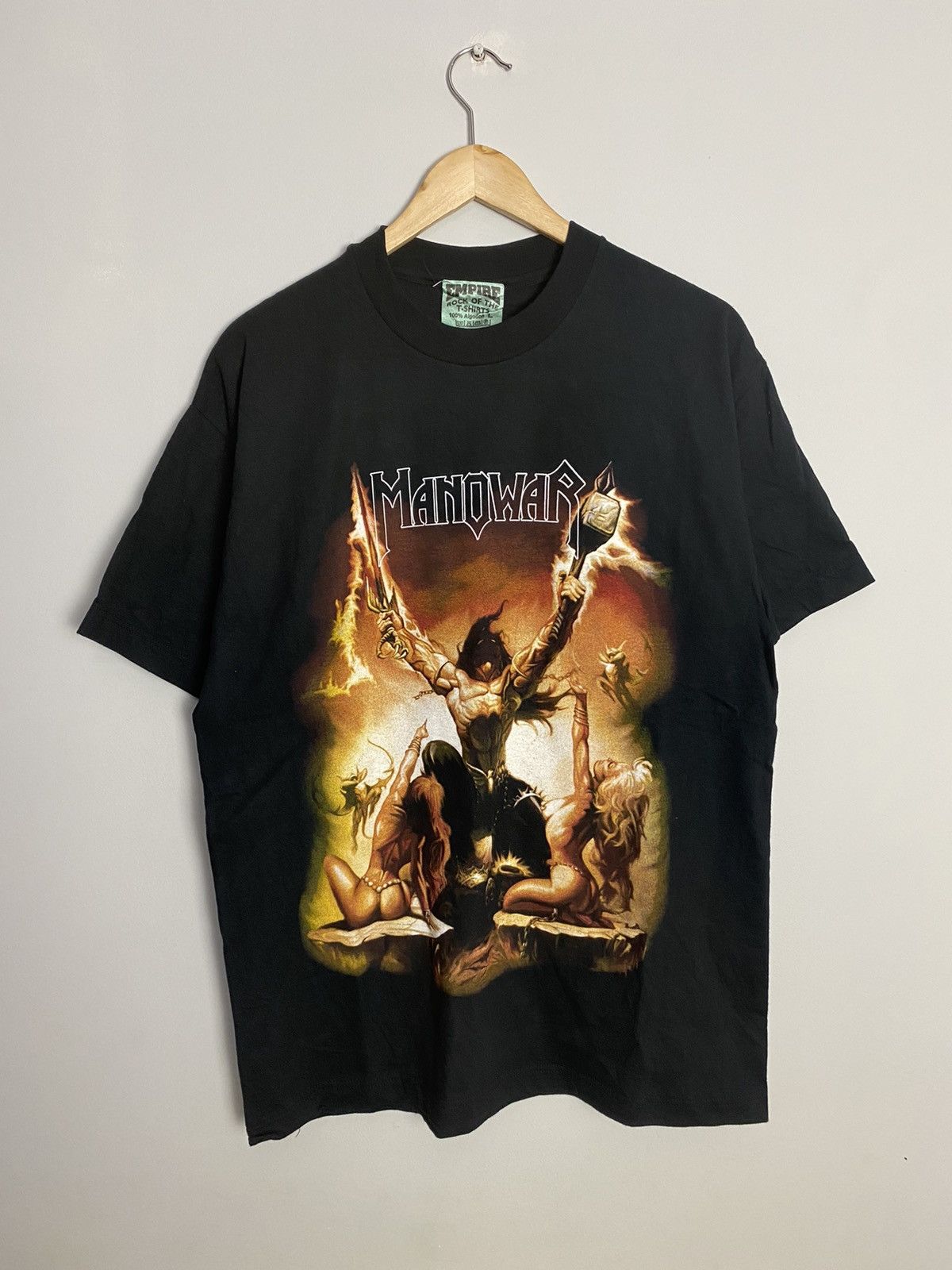 Band Tees Vintage 90s Manowar Triumph Of Steel Heavy Metal Band Tee Size US L / EU 52-54 / 3 - 1 Thumbnail