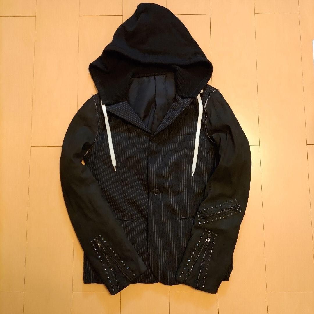 Pre-owned Number N Ine Number (n)ine Docking Sleeve Hooded Leather Jacket 3 In Black