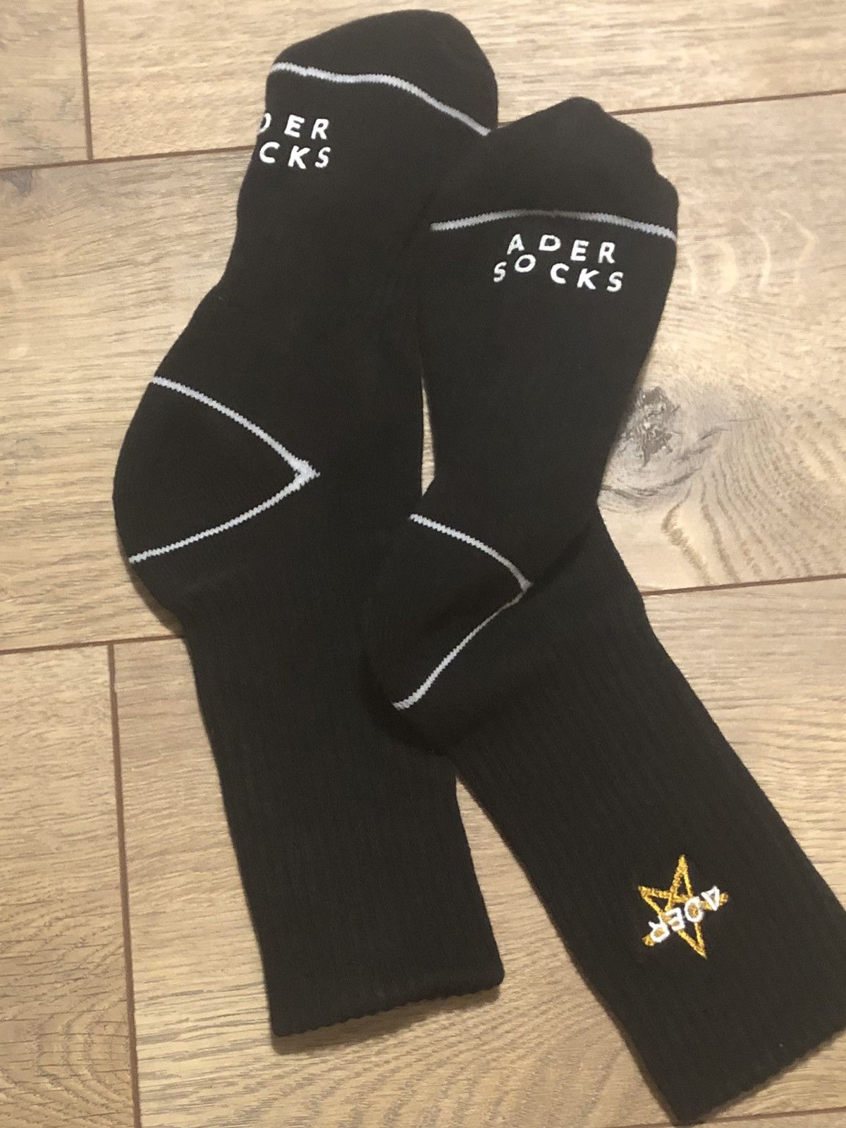 Ader Error Ader Error Star Embroidered Gold Logo Deconstructed Socks Size ONE SIZE - 3 Thumbnail