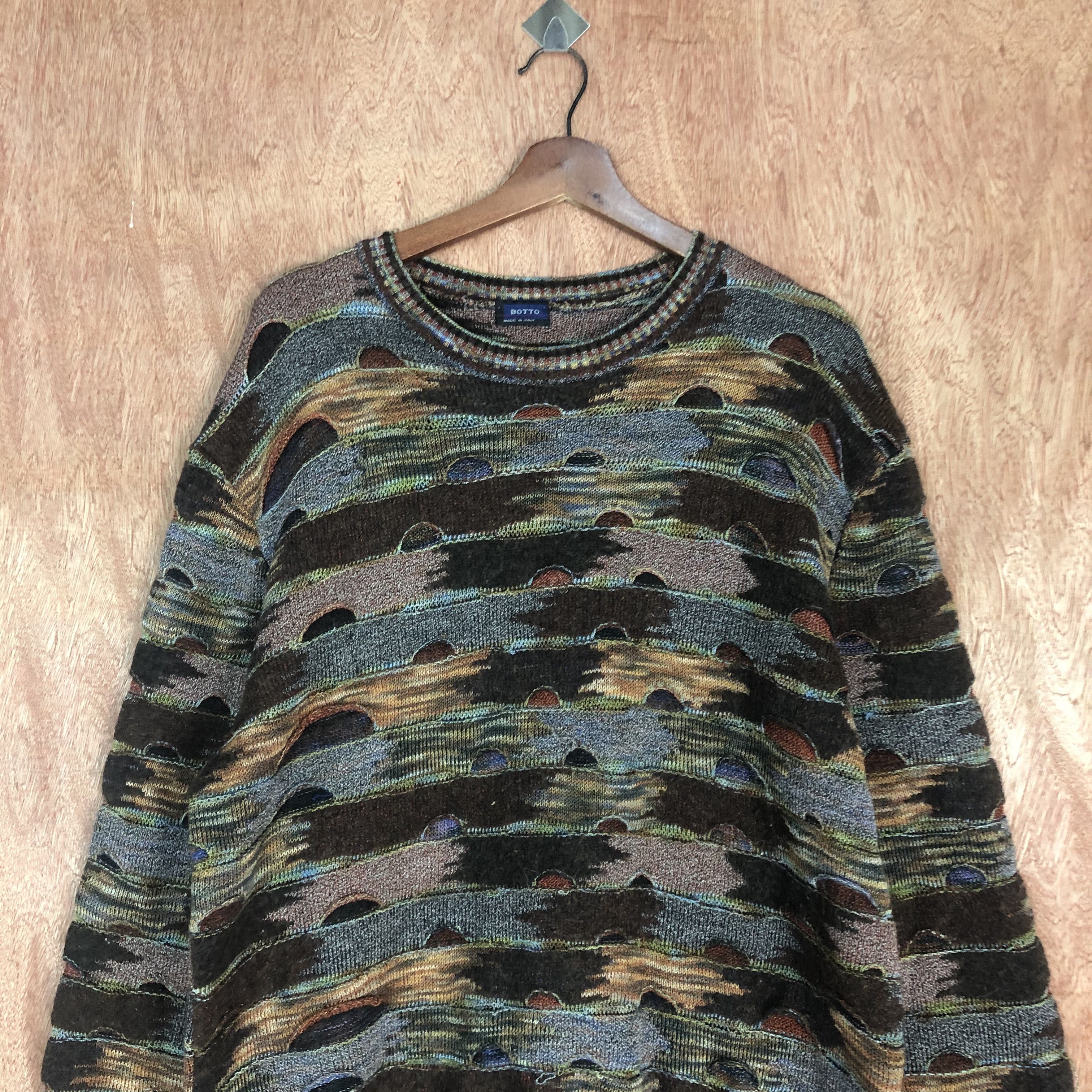 Italia Independent DLL Botto Multicolor distressed made in italy Knitwear #c507 Size US M / EU 48-50 / 2 - 2 Thumbnail
