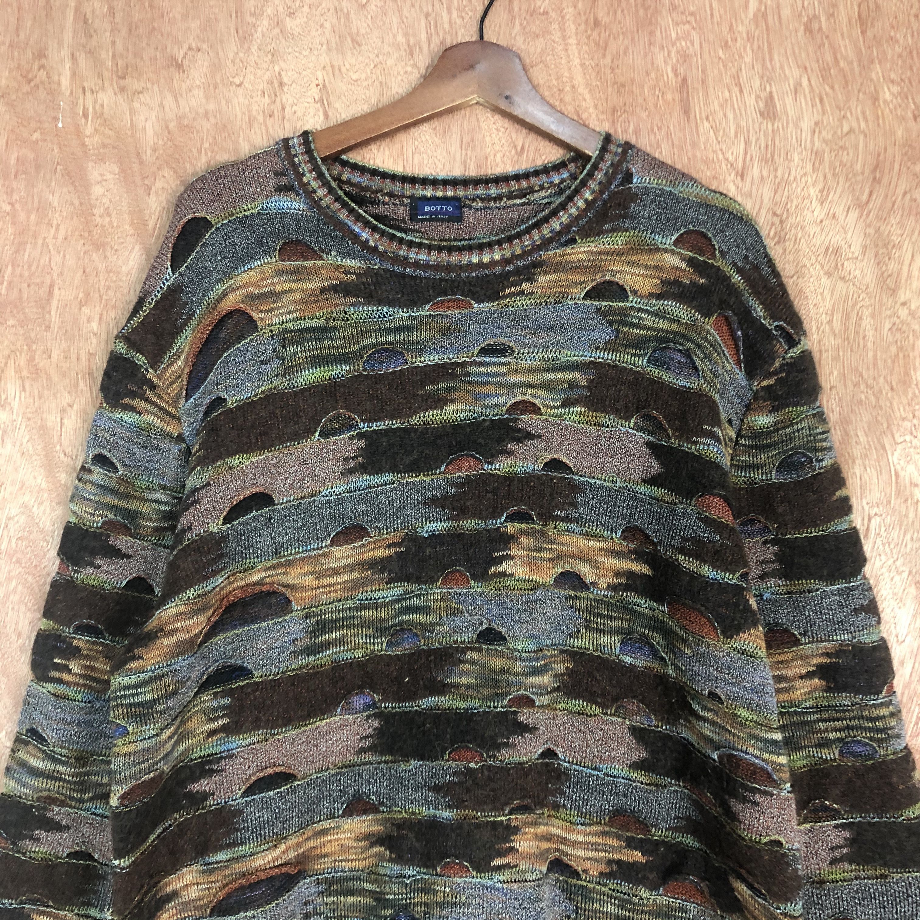 Italia Independent DLL Botto Multicolor distressed made in italy Knitwear #c507 Size US M / EU 48-50 / 2 - 8 Thumbnail