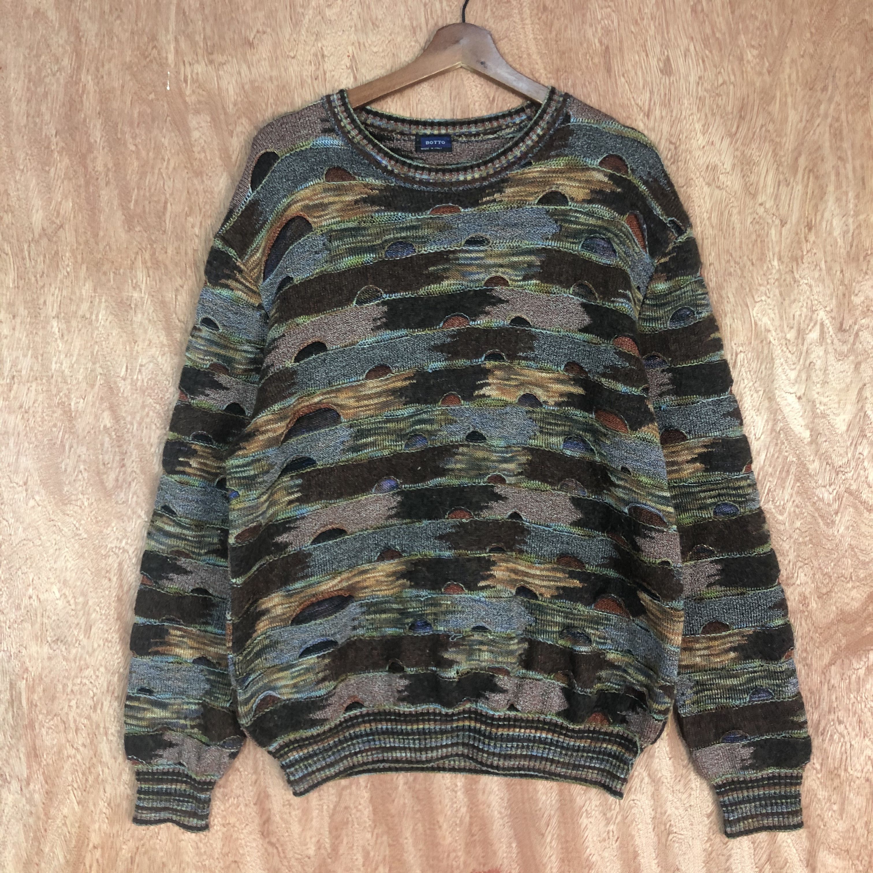 Italia Independent DLL Botto Multicolor distressed made in italy Knitwear #c507 Size US M / EU 48-50 / 2 - 3 Thumbnail