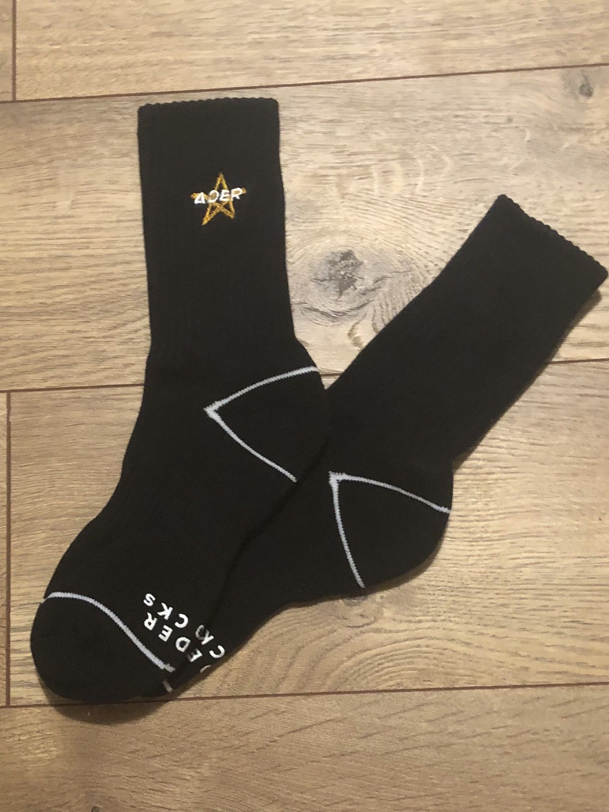 Ader Error Ader Error Hand-Stitched Gold Star Skate Street Crew Socks Size ONE SIZE - 8 Thumbnail