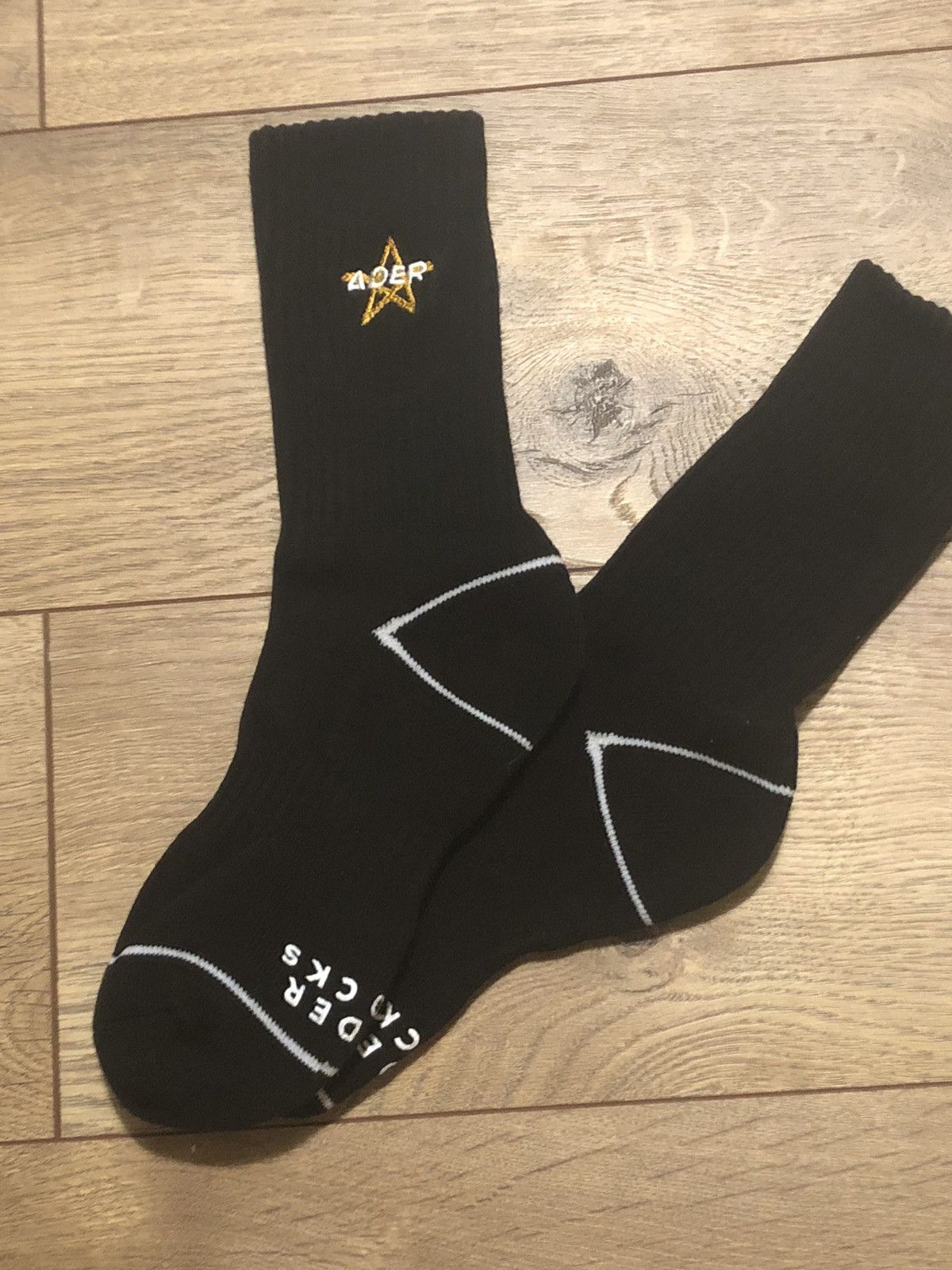 Ader Error Ader Error Hand-Stitched Gold Star Skate Street Crew Socks Size ONE SIZE - 1 Thumbnail