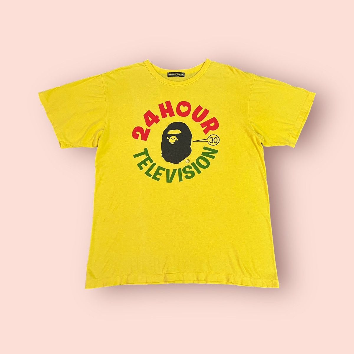Bape VINTAGE DISTRESSED 24HOUR TELEVISION BAPE HEAD YELLOW Size US L / EU 52-54 / 3 - 1 Thumbnail