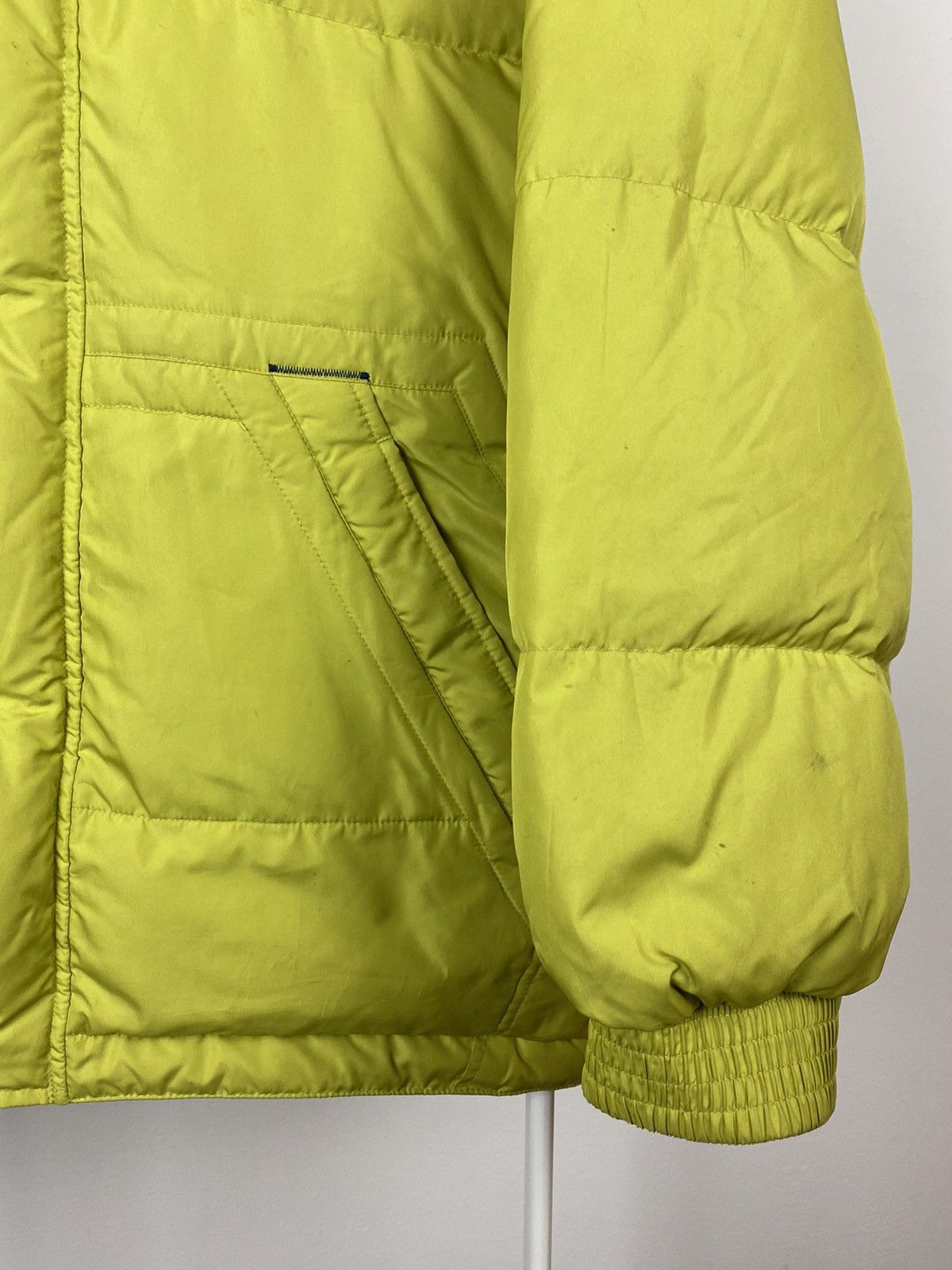 Nike × Vintage 90s Nike vintage lime green puffer jacket big swoosh Size US M / EU 48-50 / 2 - 3 Thumbnail
