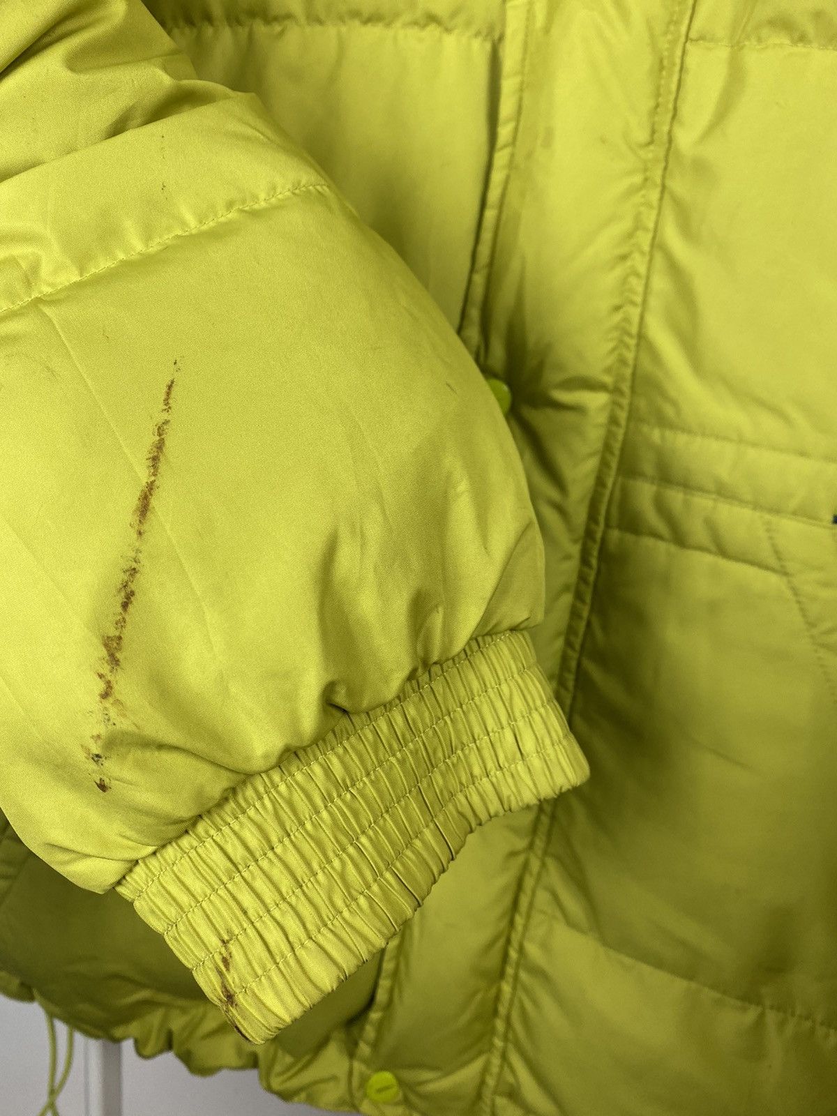 Nike × Vintage 90s Nike vintage lime green puffer jacket big swoosh Size US M / EU 48-50 / 2 - 9 Thumbnail