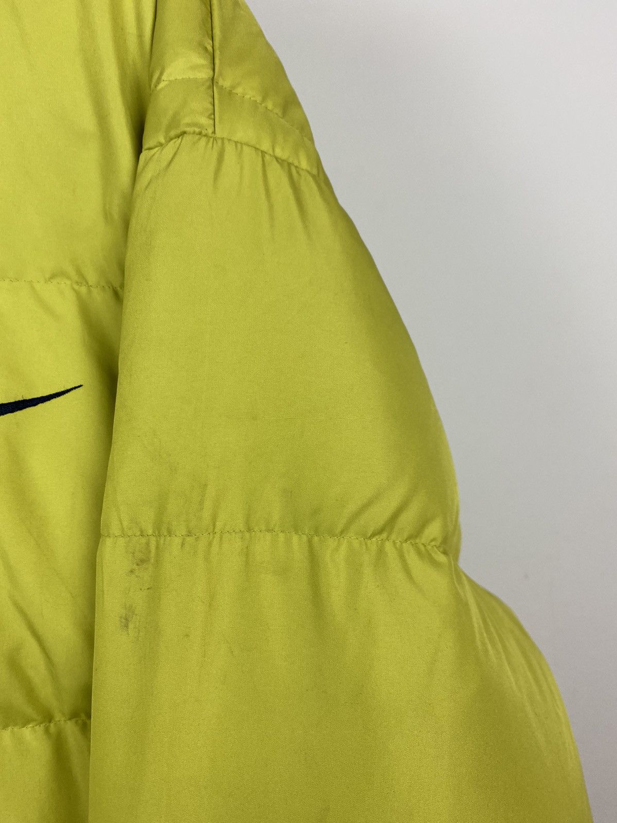 Nike × Vintage 90s Nike vintage lime green puffer jacket big swoosh Size US M / EU 48-50 / 2 - 5 Thumbnail