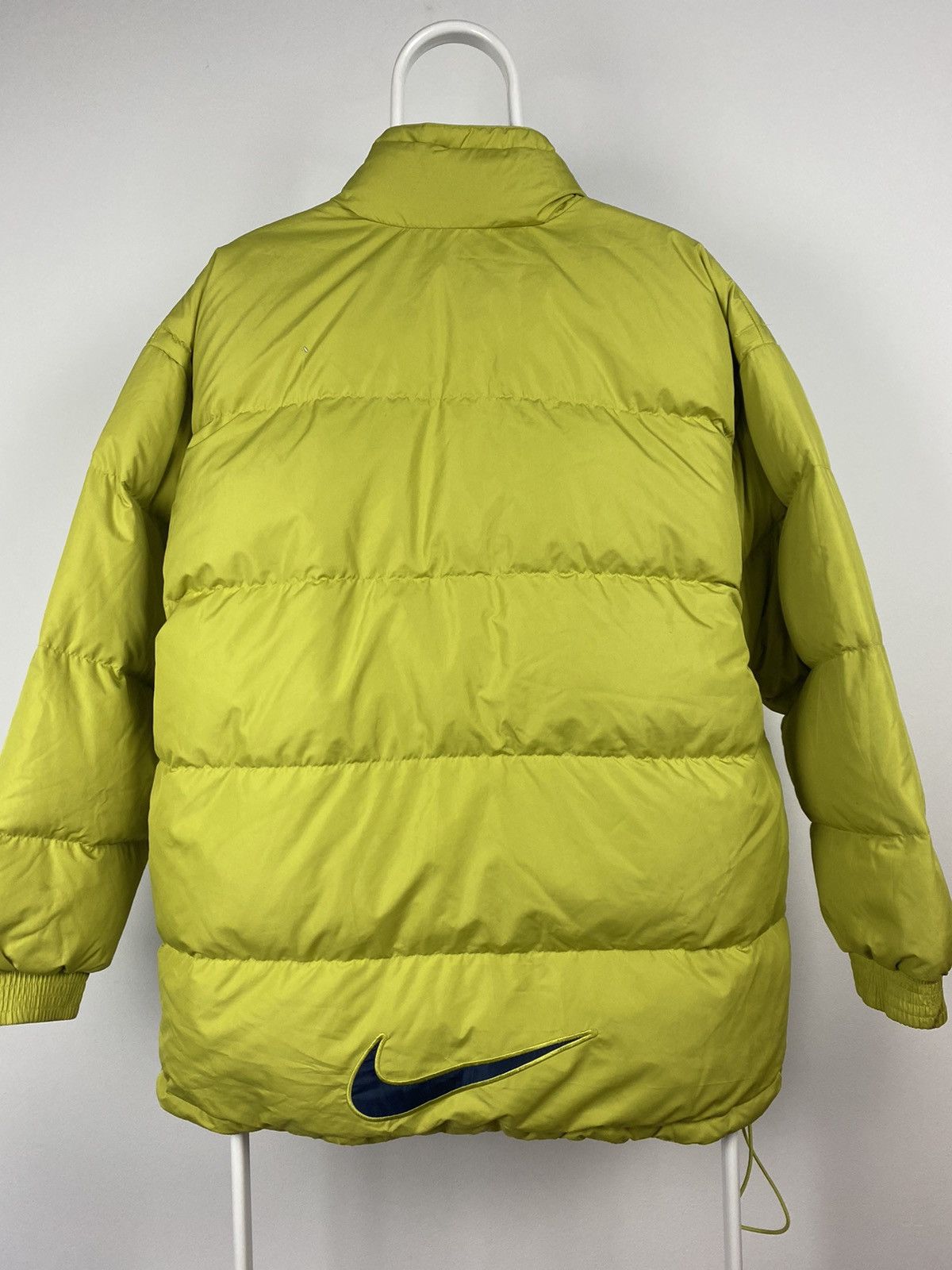 Nike × Vintage 90s Nike vintage lime green puffer jacket big swoosh Size US M / EU 48-50 / 2 - 10 Thumbnail
