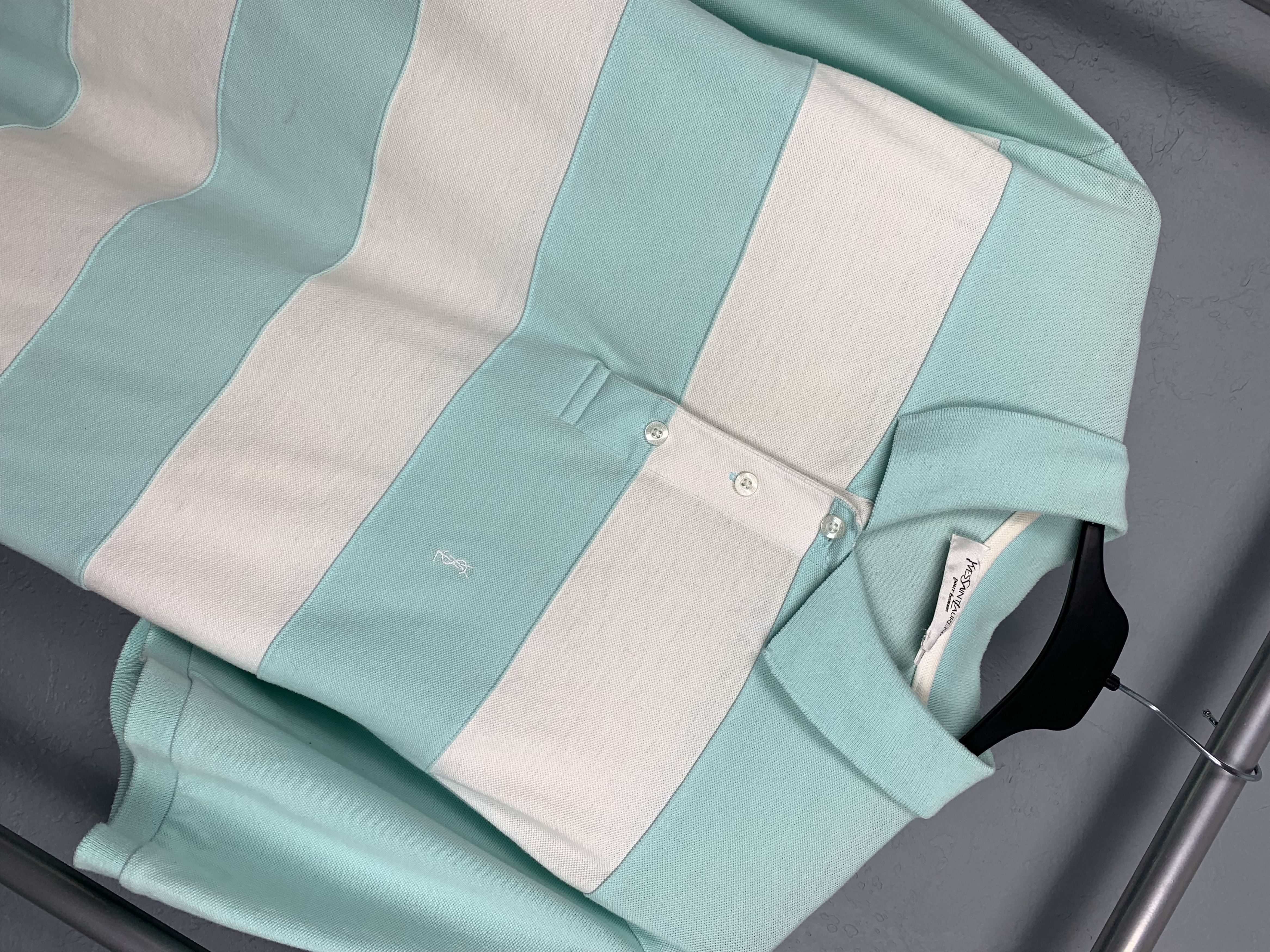 Yves Saint Laurent Yves Saint Laurent YSL Vintage Mens Striped Polo Shirt Size US XL / EU 56 / 4 - 2 Thumbnail