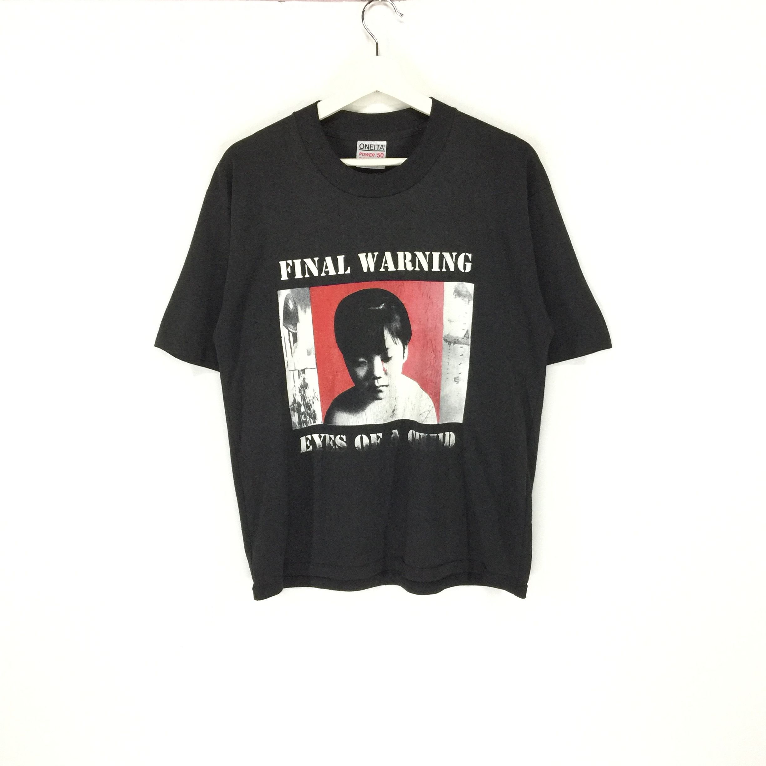 Band Tees × Vintage Final warning eyes of a child NYC punk vtg 90s tshirt Size US M / EU 48-50 / 2 - 1 Thumbnail