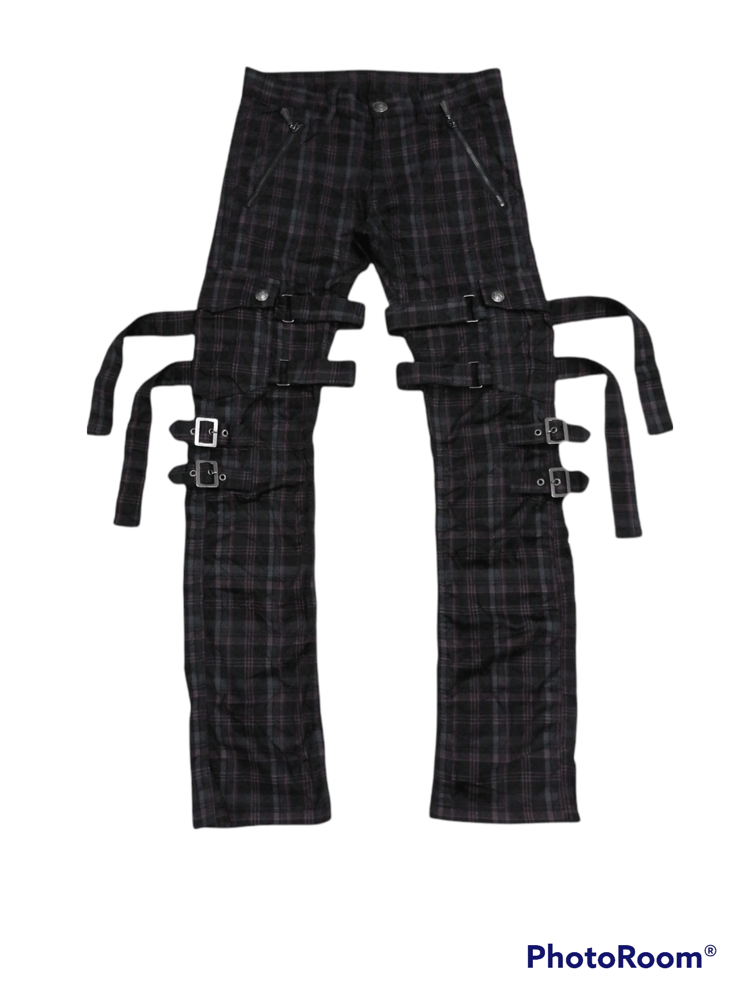 image of Avant Garde x Hysteric Glamour Bernings Sho Tartan Plaid Gothic Bondage Pants in Dark Tartan (Size 