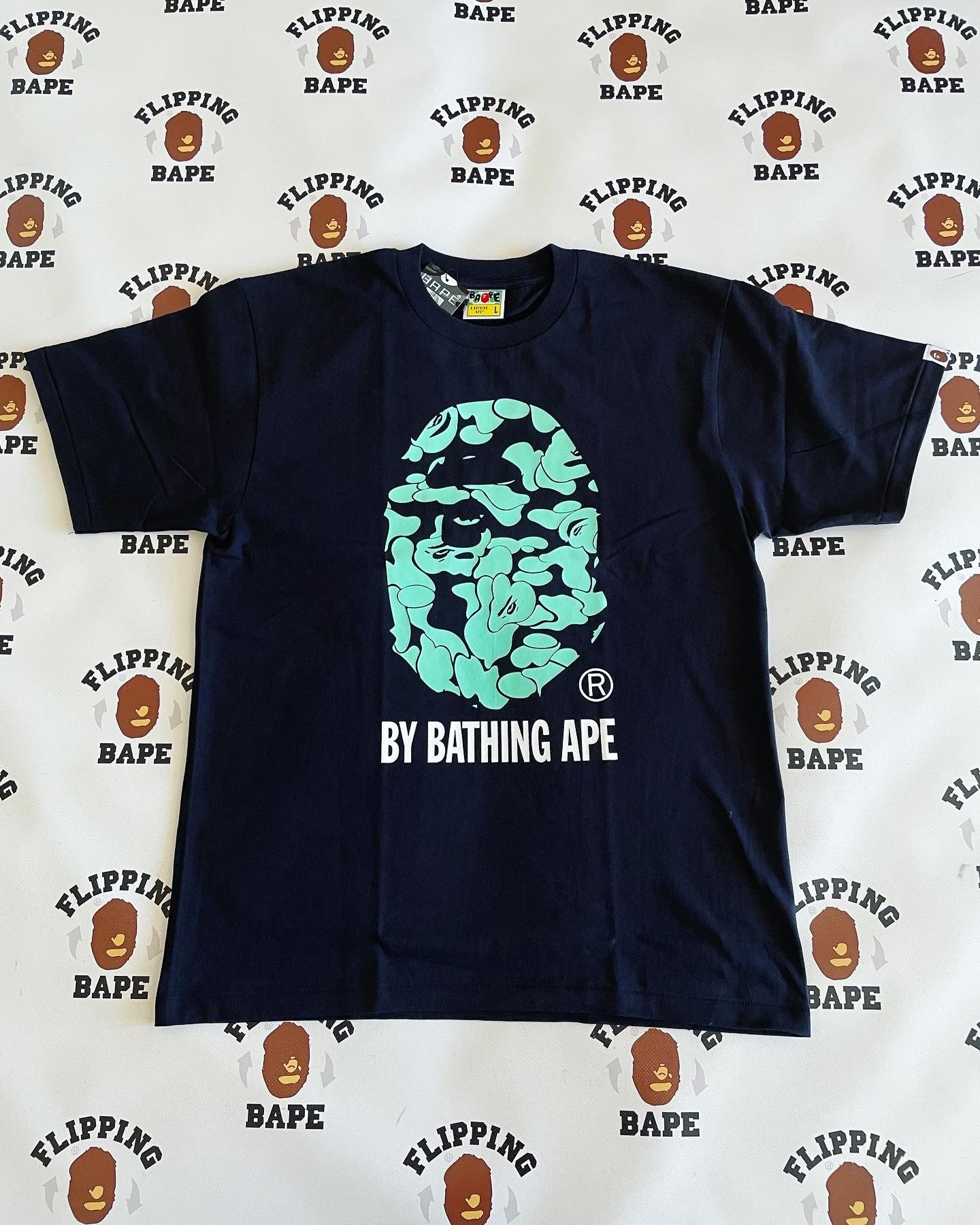 image of Bape Text Code Camo By Bathing Ape Tee in Black, Men's (Size Medium)