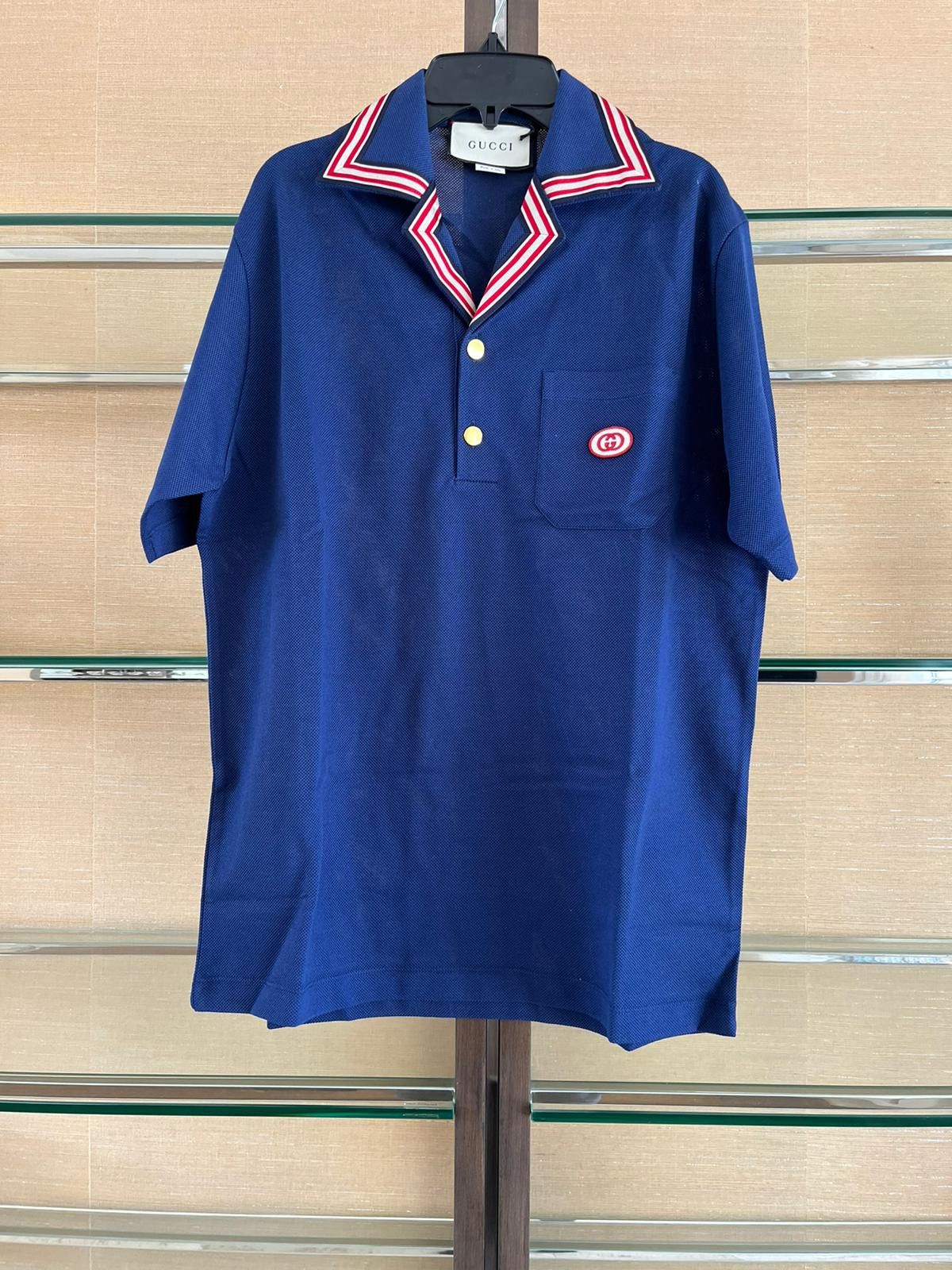 Gucci Blue Pointed Collar Shirt