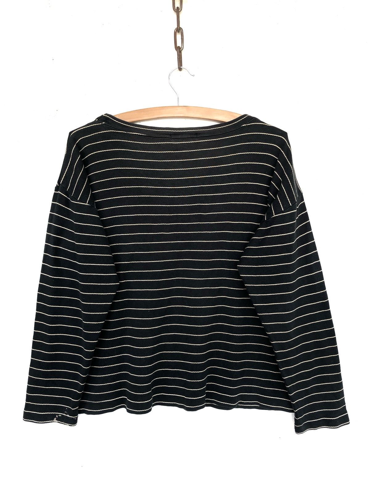 Issey Miyake Permenante Striped Boat Neck Crop Kurt LS Shirt Size US M / EU 48-50 / 2 - 4 Thumbnail