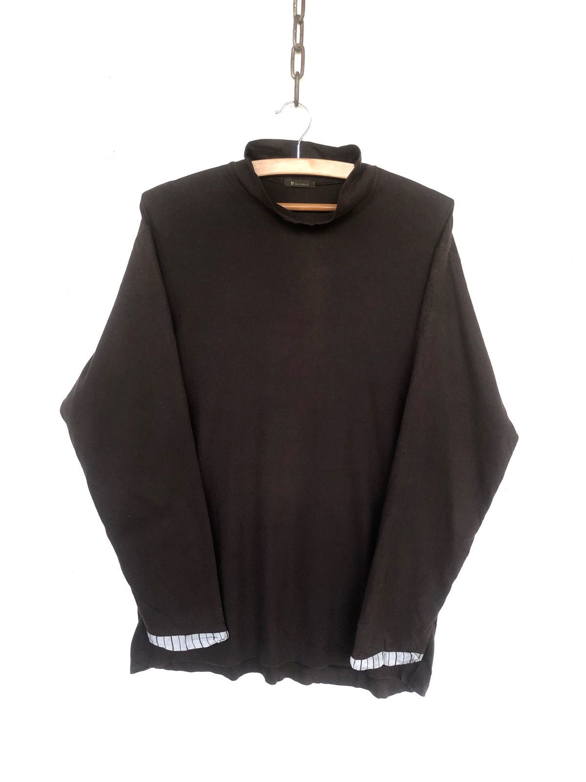 Yohji Yamamoto 🇯🇵 EXCLUSIVE🔥Yohji Men Mock Neck Hybrid Cuff Shirt Size US M / EU 48-50 / 2 - 3 Thumbnail