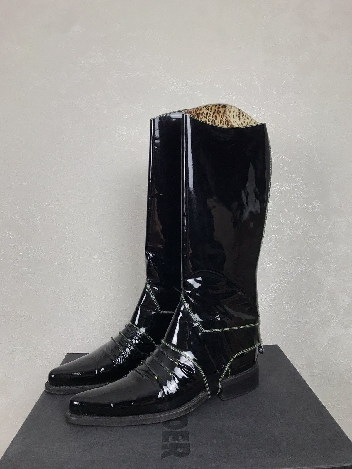 image of Grail! Jean Baptiste Rautureau Shiny Riding Chelsea Boots in Black, Men's (Size 9)